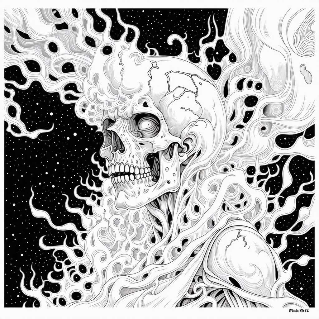 heat death of the universe line art