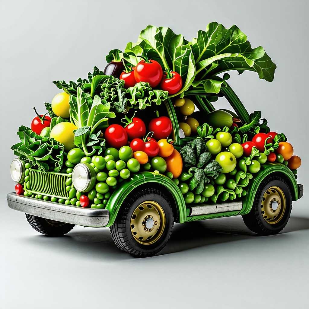 a car made out of vegetables