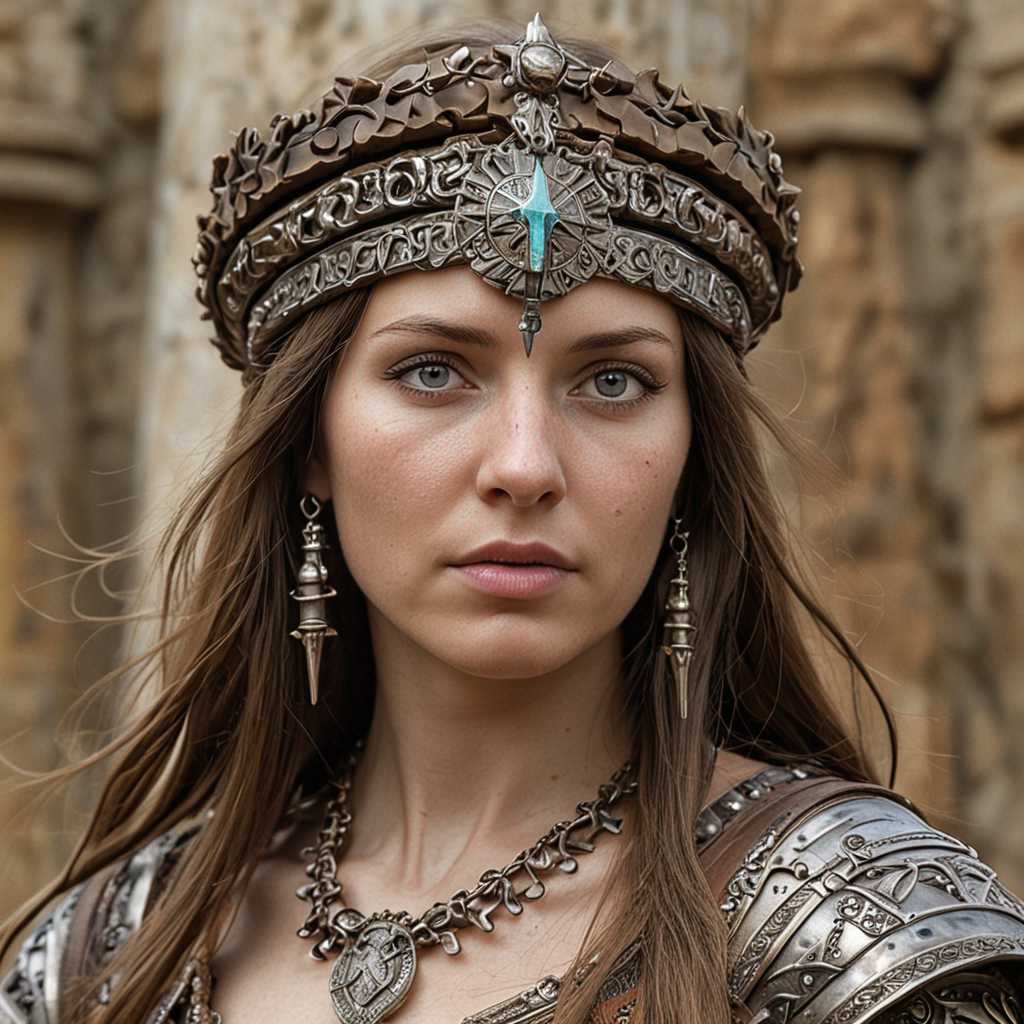 Medievalinspired armor and regal headpiece