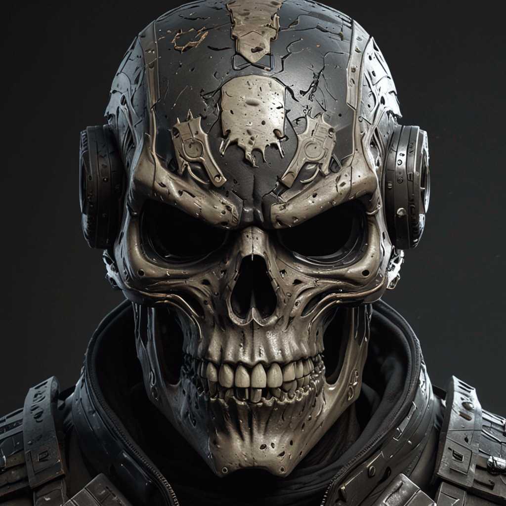 Call of Duty style skull mask face brutal very cool modern futuristic design solider vector sketch detailed very epic high resolution 8K image