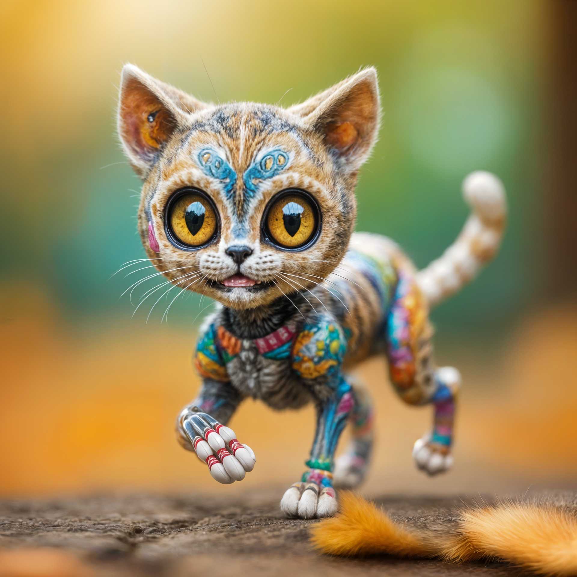 Robotic Kitty with Mechanical Limbs and Tattoos Struts Its Stuff