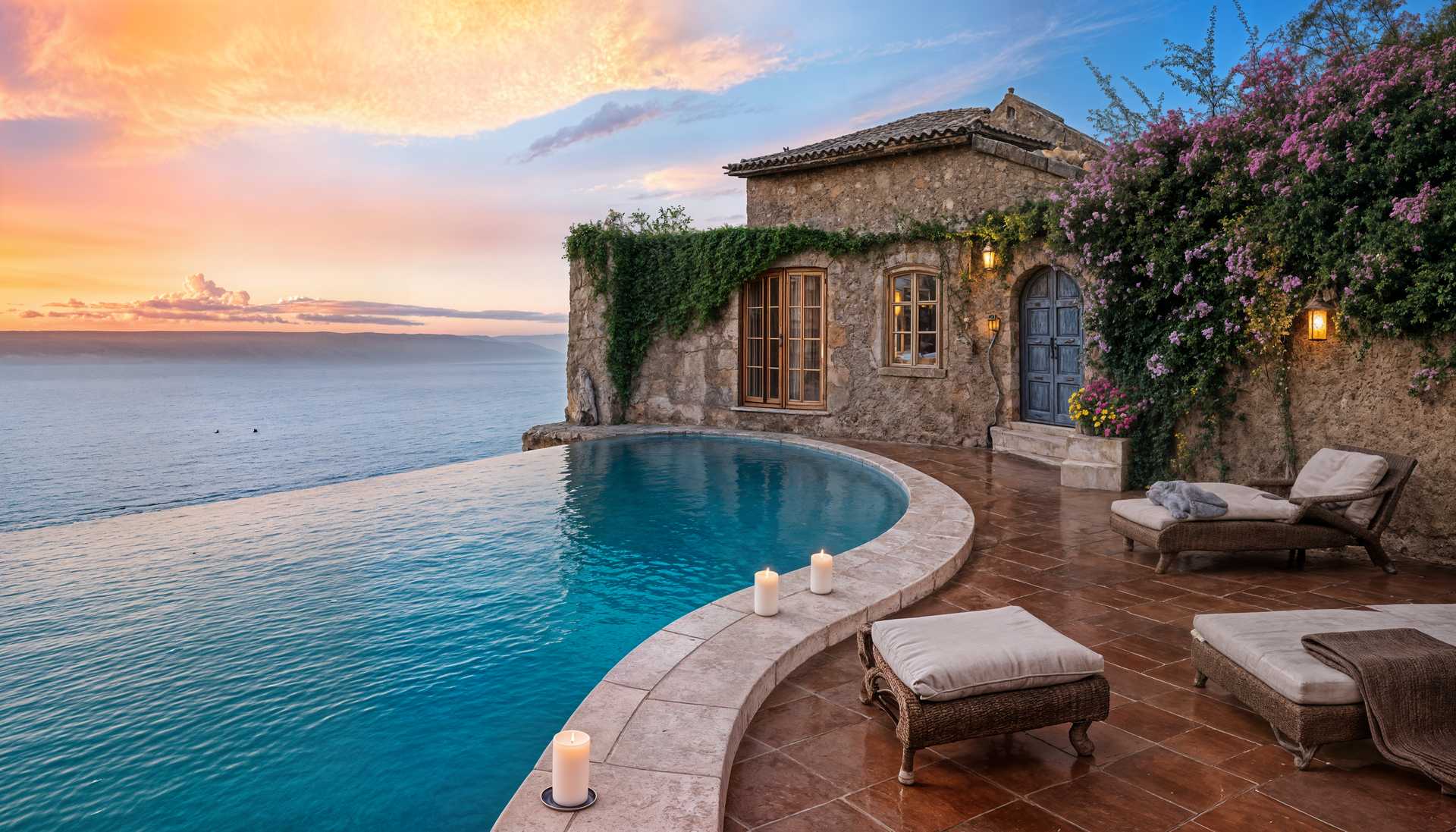 Sunset Serenity: Luxurious Infinity Pool View"