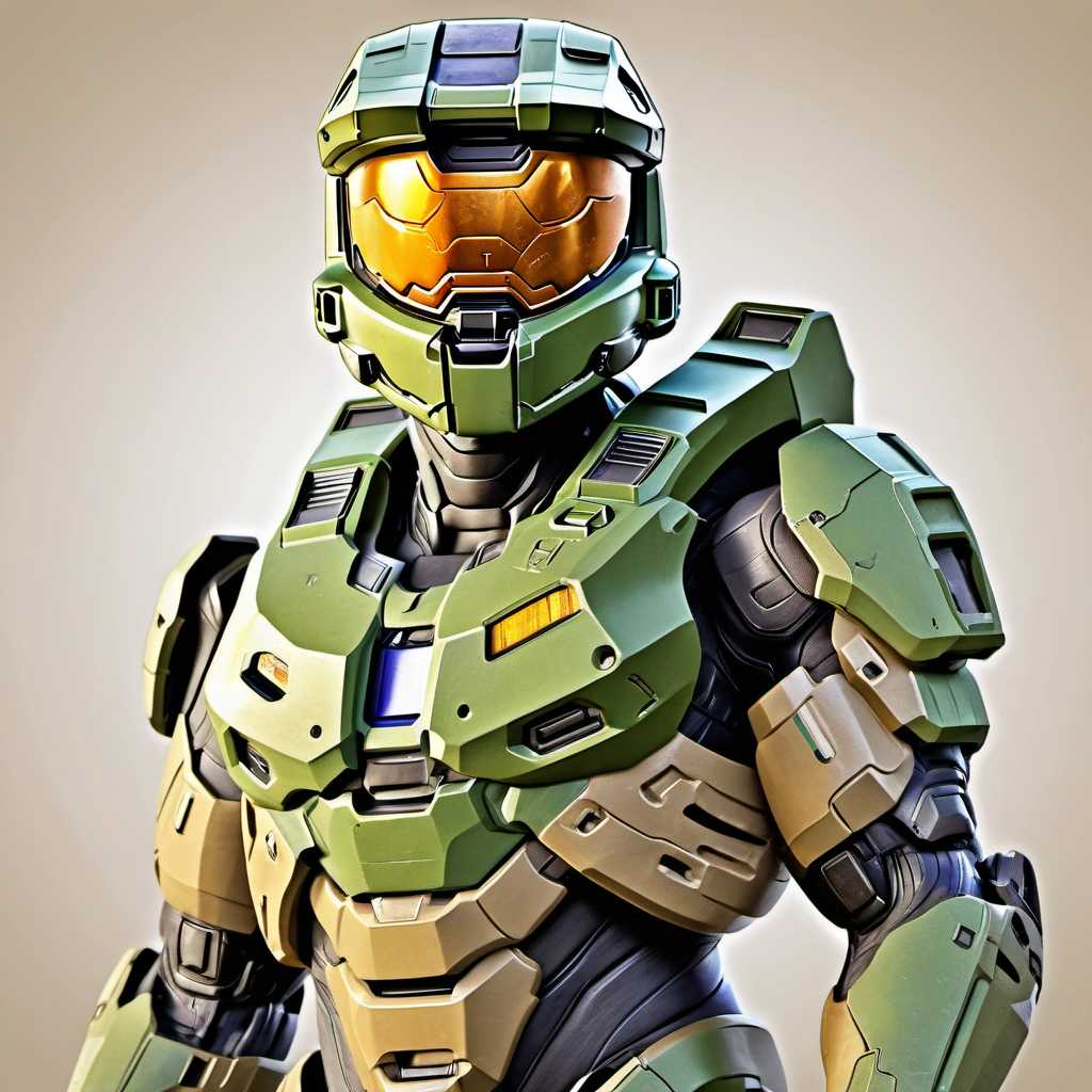 midshot, (cel-shading style:1.3), centered image, ultra detailed illustration of Master chief from Halo, posing, (tetradic colors), inkpunk, (ink lines:1.1), strong outlines, art by MSchiffer, bold traces, unframed, high contrast, (cel-shaded:1.1), vector, 32k resolution, best quality, flat colors, flat lights