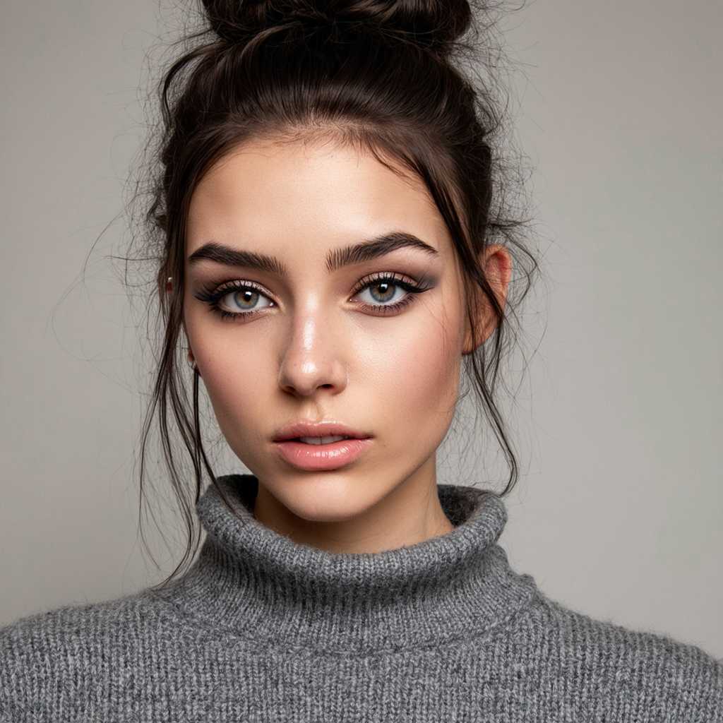 Elegant and Sophisticated A CloseUp of a Woman Wearing a Cozy Turtleneck