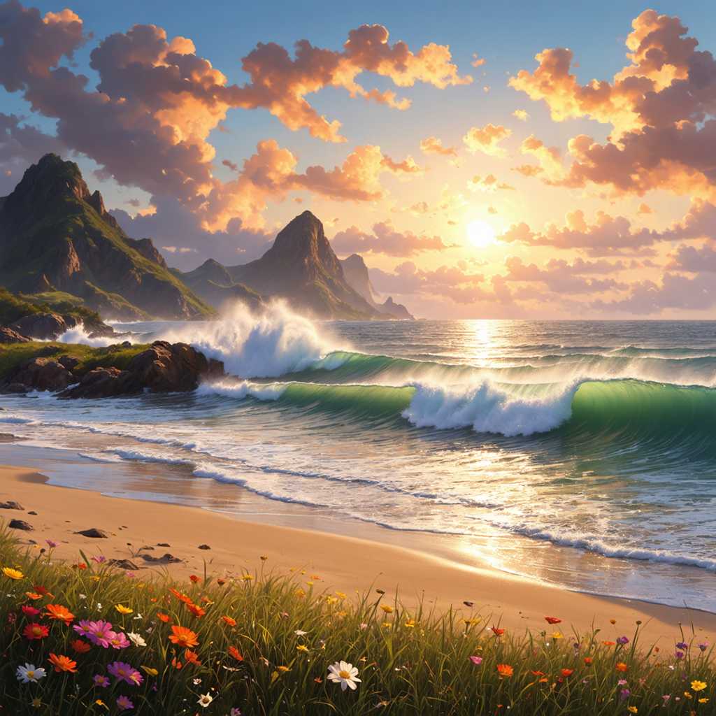 Sunset Splendor A Rocky Coastline at Dusk