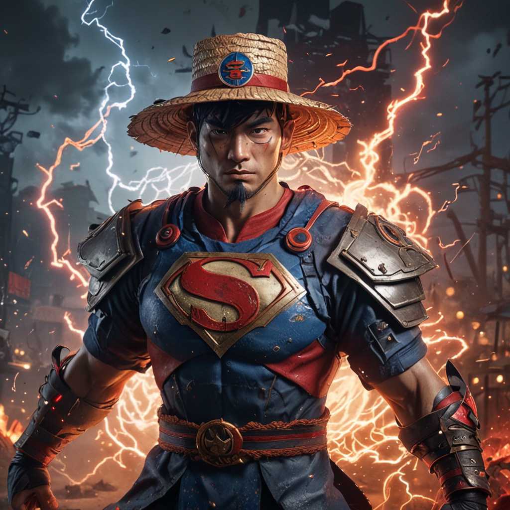 Superhero with Straw Hat A Fusion of East and West