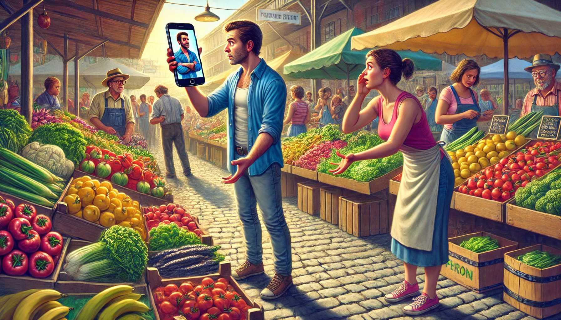 Modern Market Marvel: A Digital Intrigue at the Fresh Food Stand