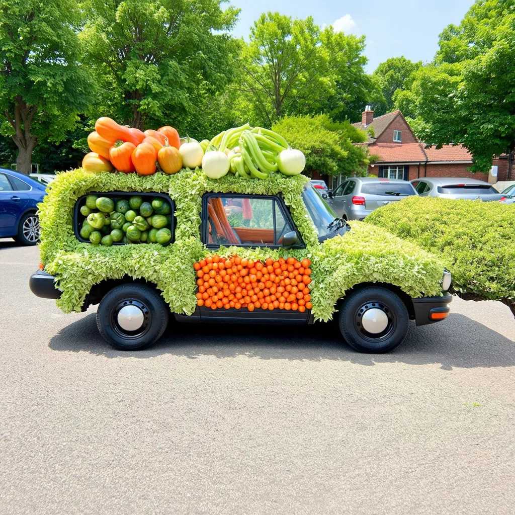 a car made out of vegetables
