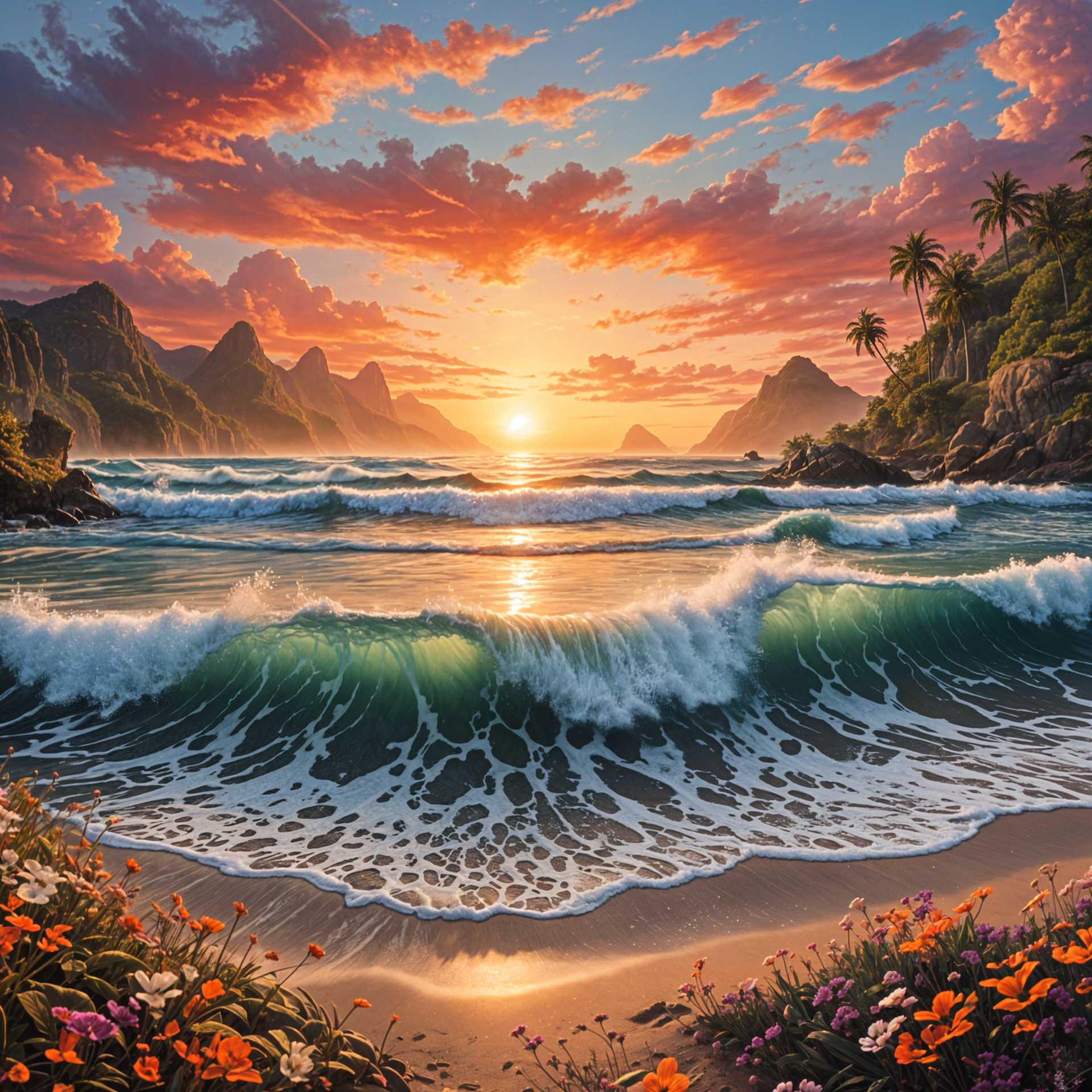Sunset Serenade: A Tropical Beach at Dusk