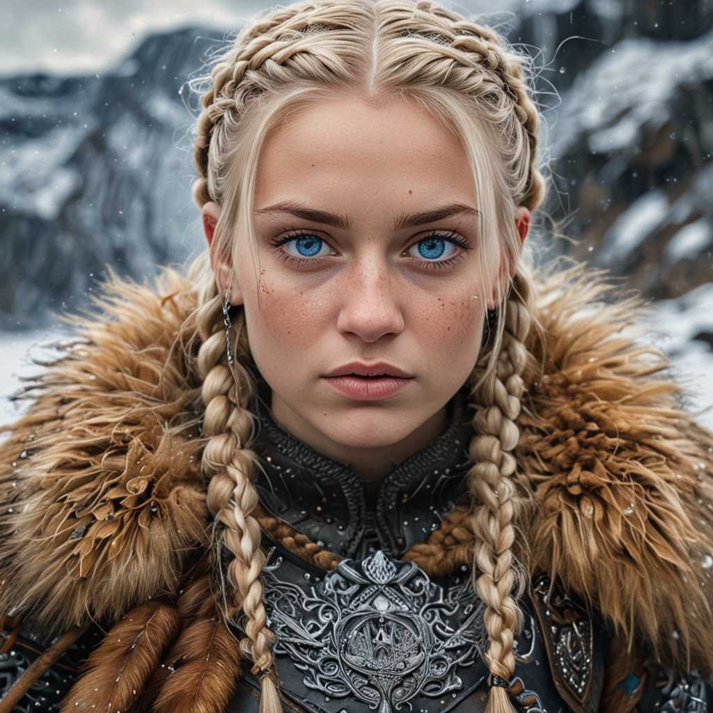 Viking Warrior with Braided Blonde Hair and Blue Eyes