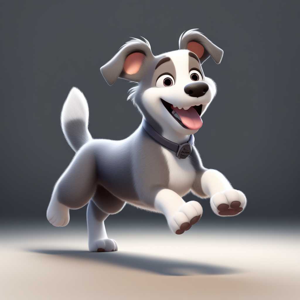 Joyful Leap: Animated Dog in Mid-Air