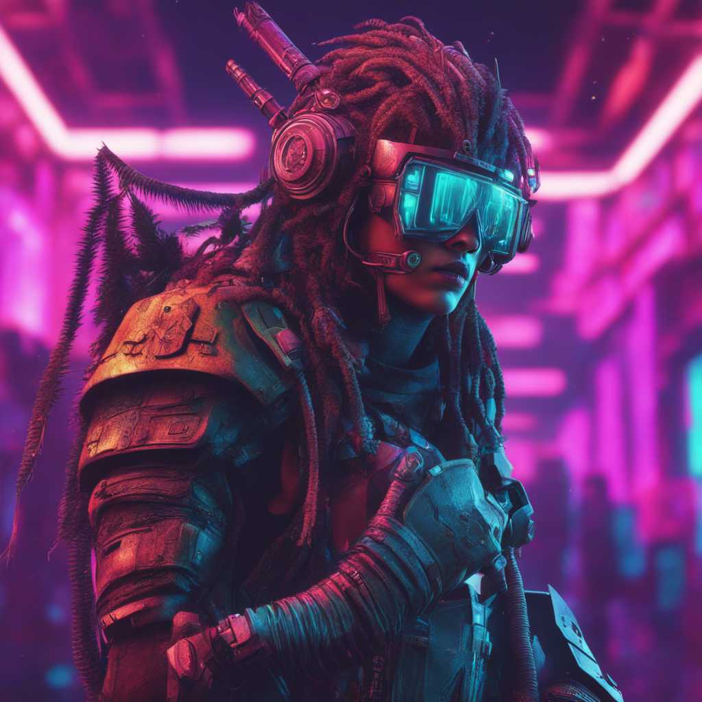 Cyberpunk Warrior with Neon-Lit Goggles and Dystopian Armor