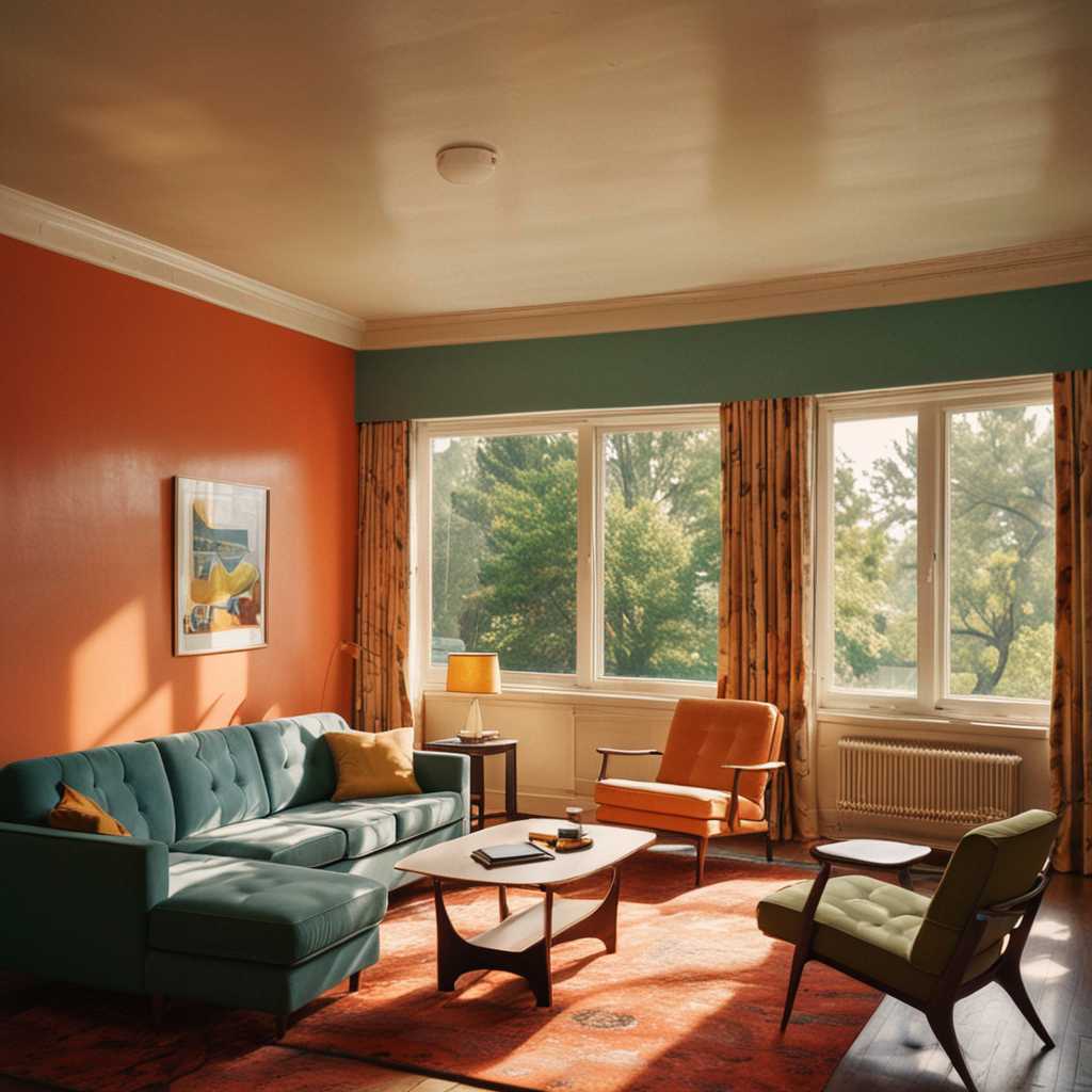 Edward Hopper style,Mid-Century Modern furniture, A combination of multiple low saturation color blocks,psychedelic, soviet minimalism, play with light and shadow, setting sun,villas,mansion ,office,library, vogue,taken with super 8 or hasselblad XD1, 400mm lens, film grain --no filter --ar 3:4 