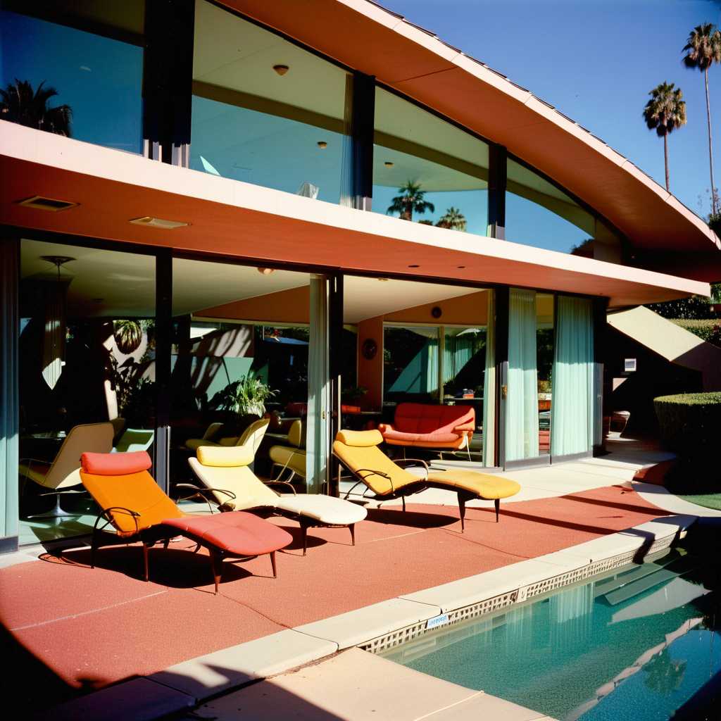Modern Home with Poolside Lounge Chairs