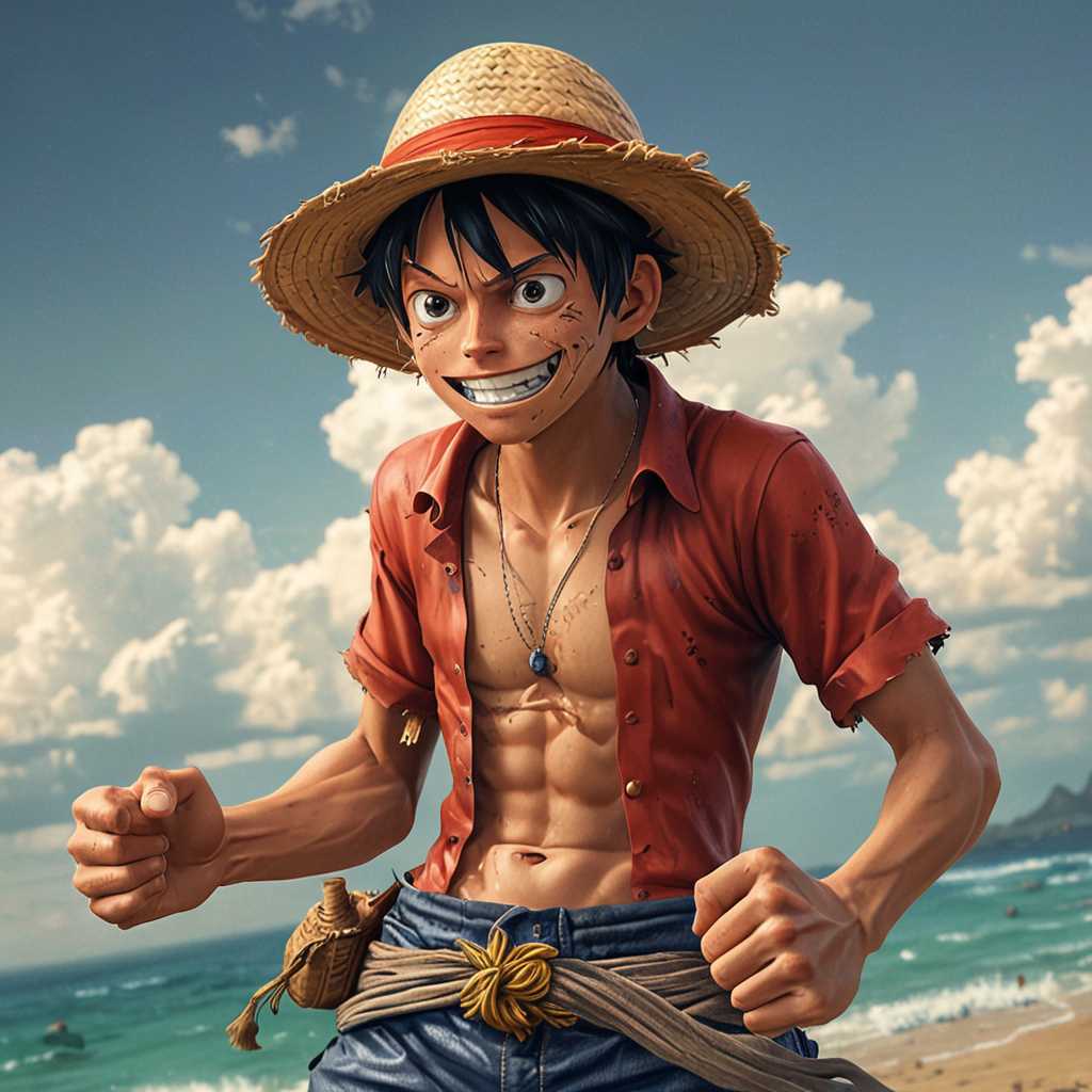 3D Render of Monkey D Luffy from One Piece, Ready for Adventure on the High Seas