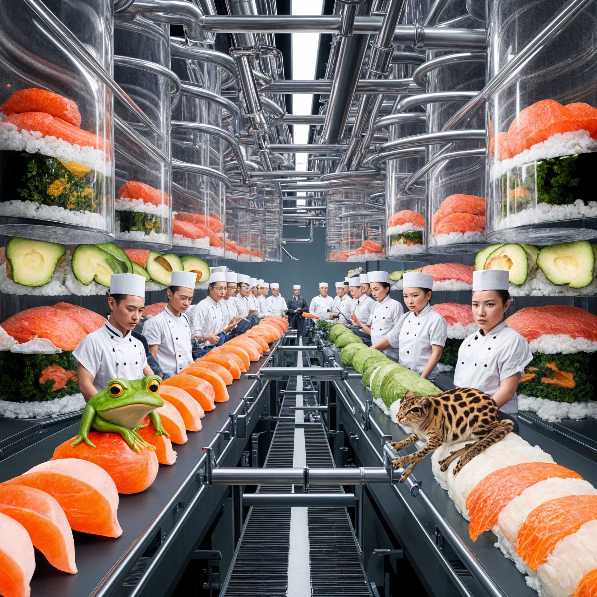Chefs and Animals on a Sushi Assembly Line