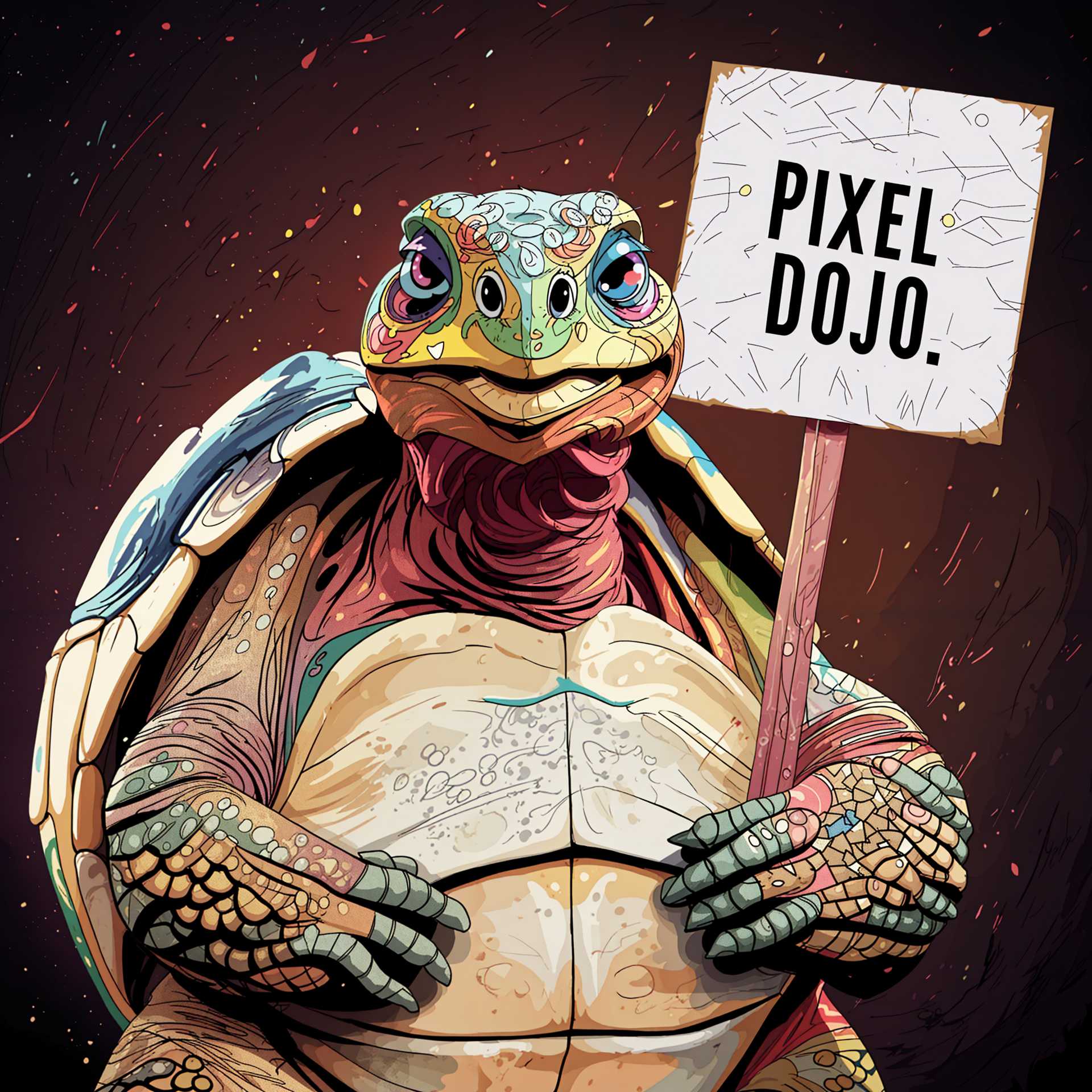 Colorful Pixel Turtle from Pixel Dojo.