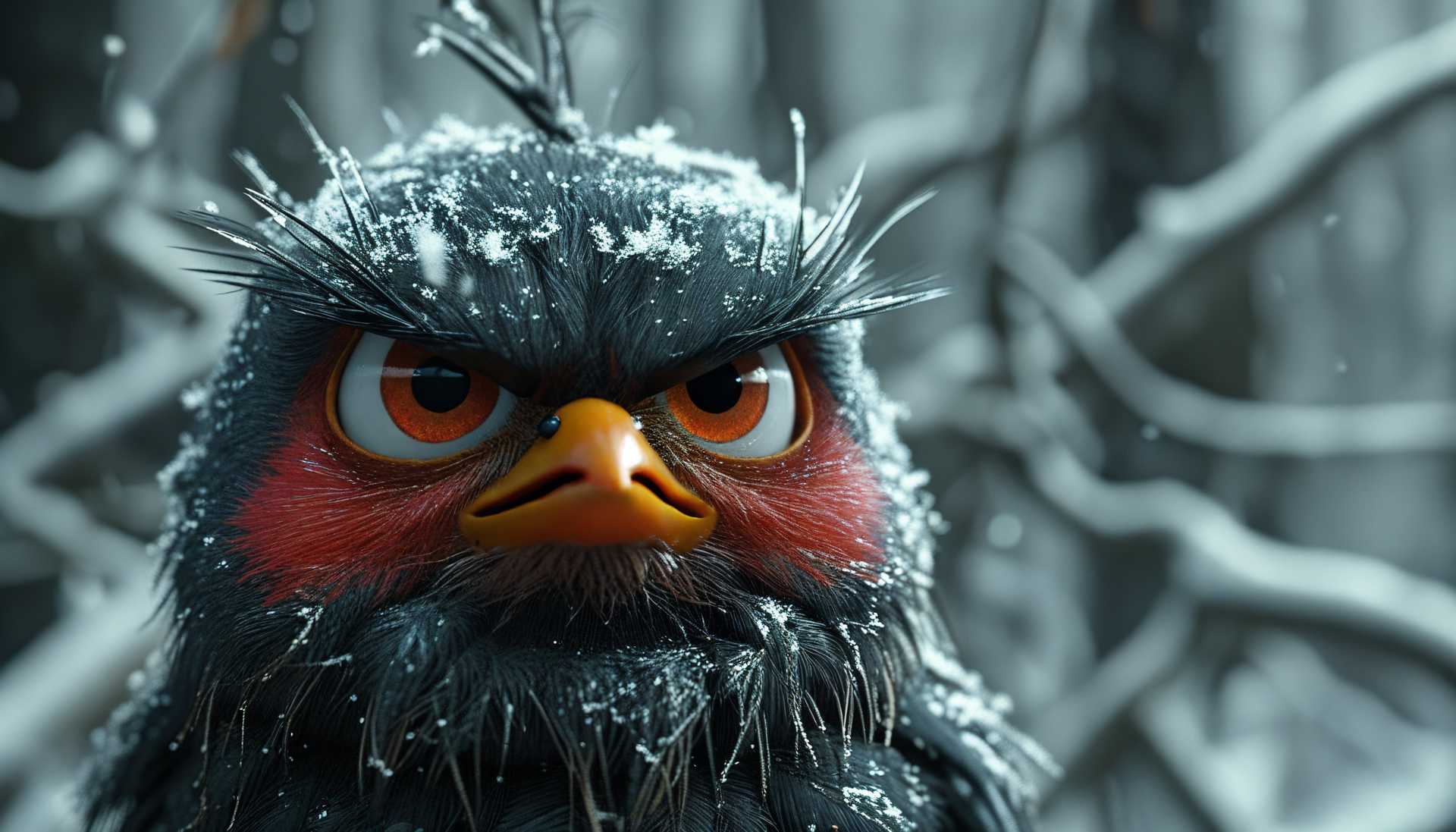 Snowy and Furious: A Close-Up of the Angry Birds Movie Character Red