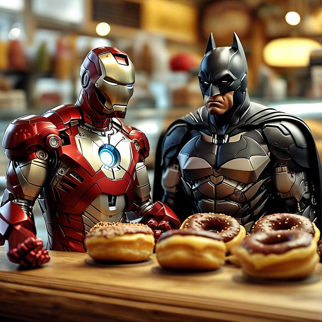 Batman and Iron Man Face Off Over Donuts