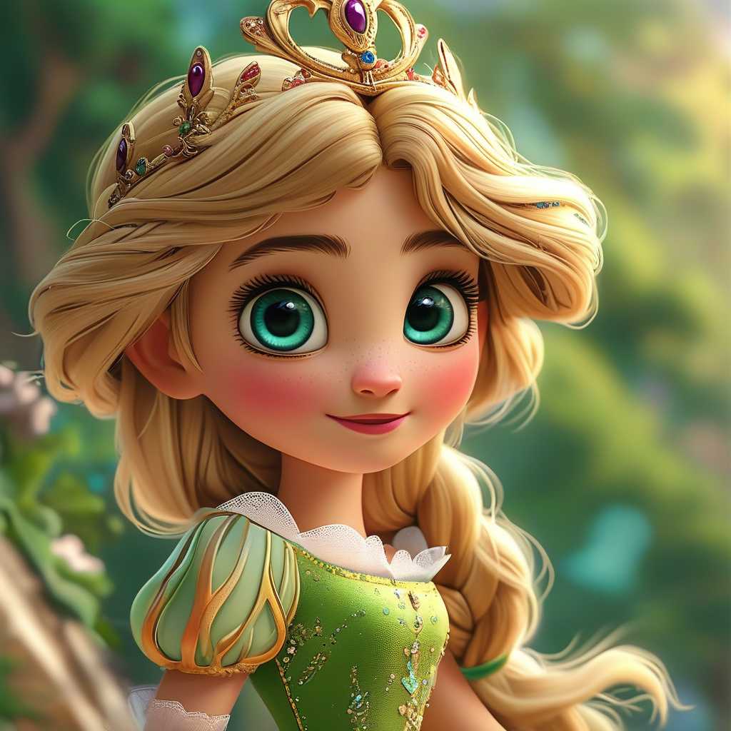 a princess, pixar disney 3D animation cartoon style