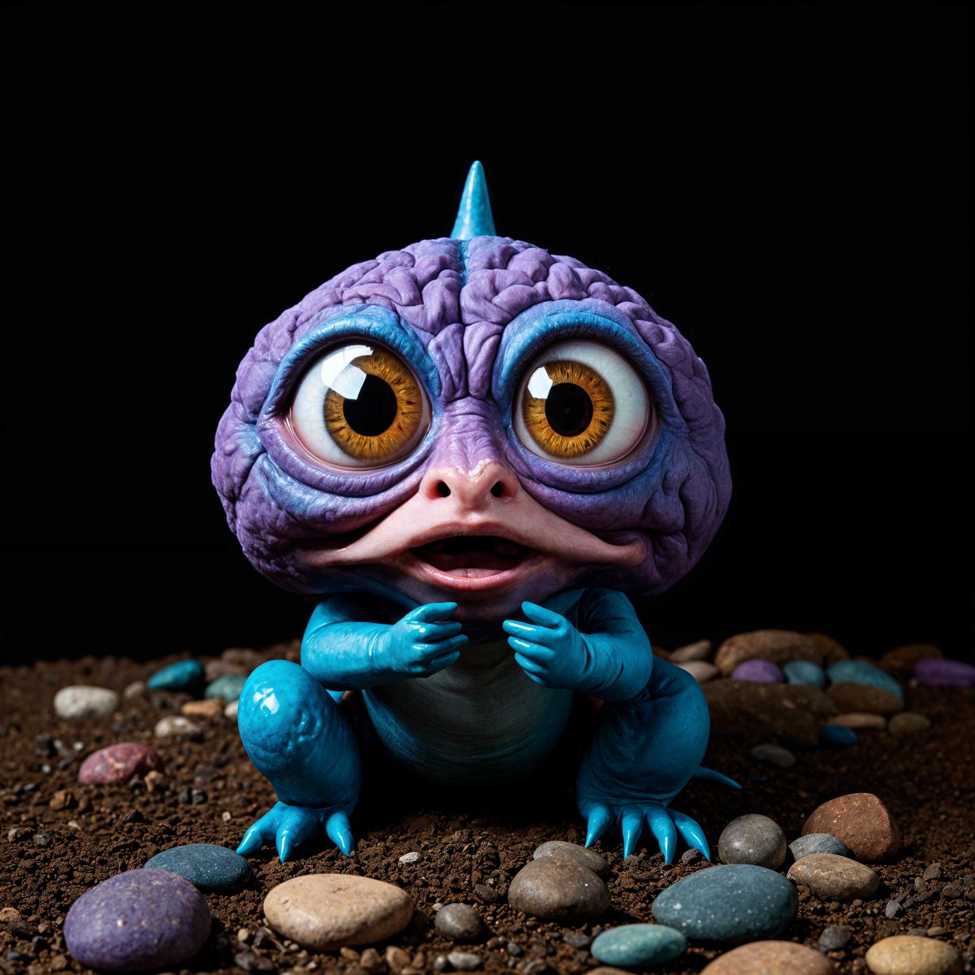 Whimsical Brain Frog with Mesmerizing Eyes
