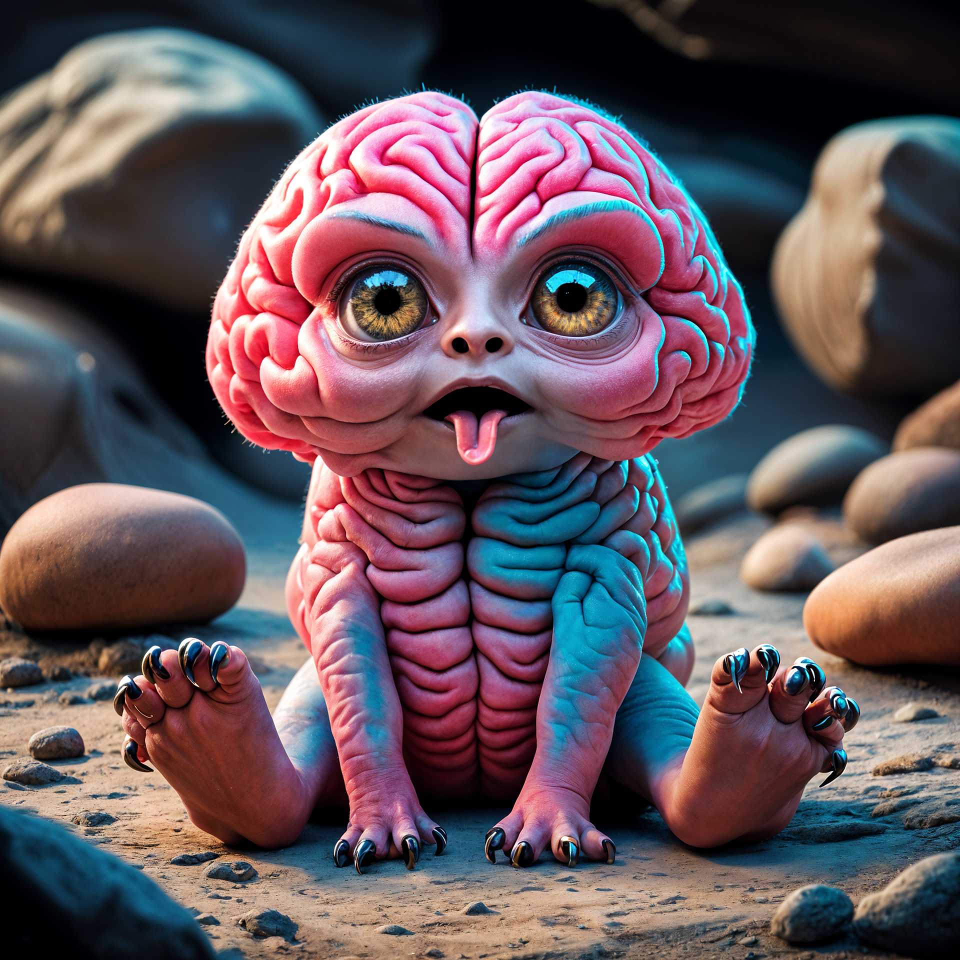 Whimsical Brain Baby with a Mischievous Stare
