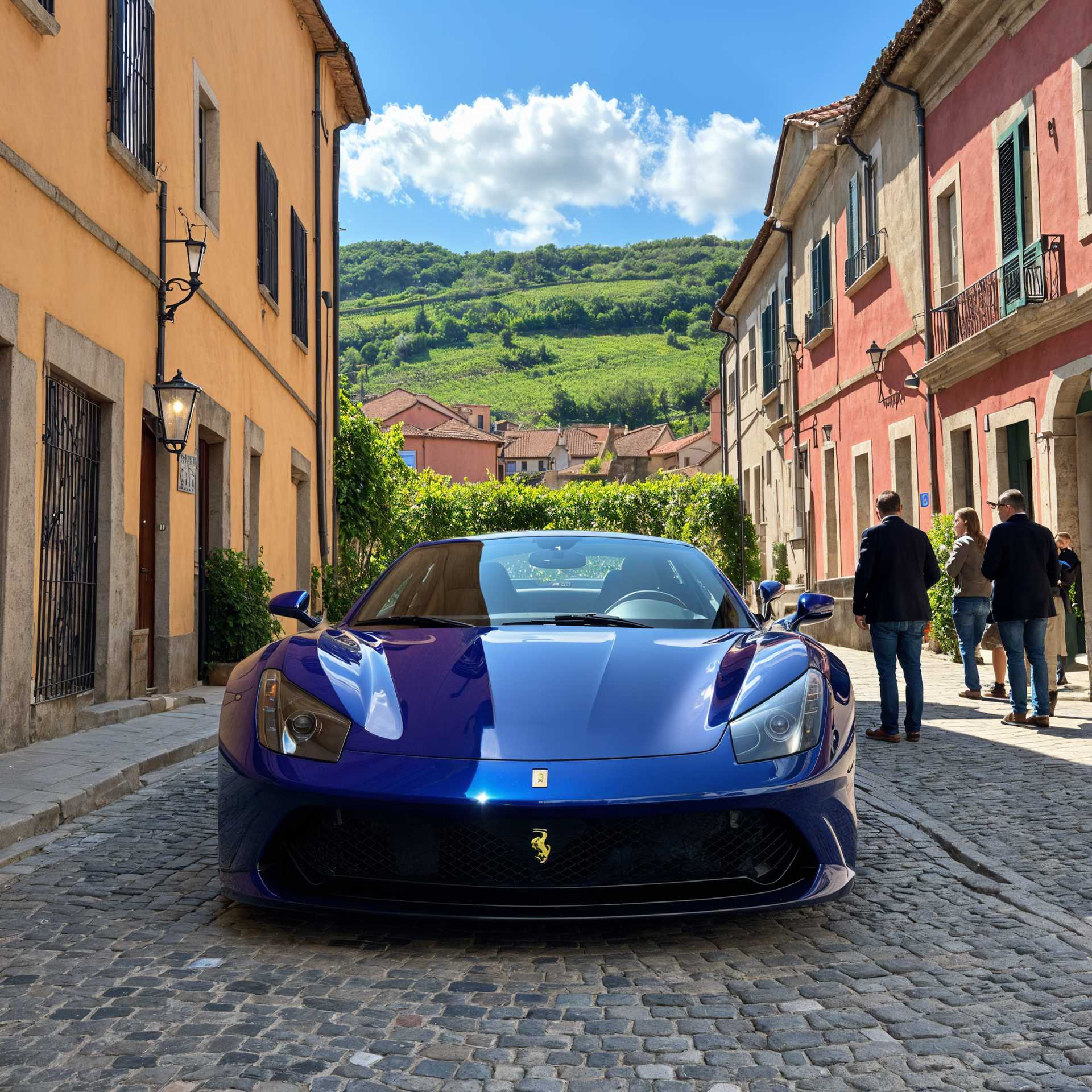 Exquisite Ferrari in the Heart of an Old European Town