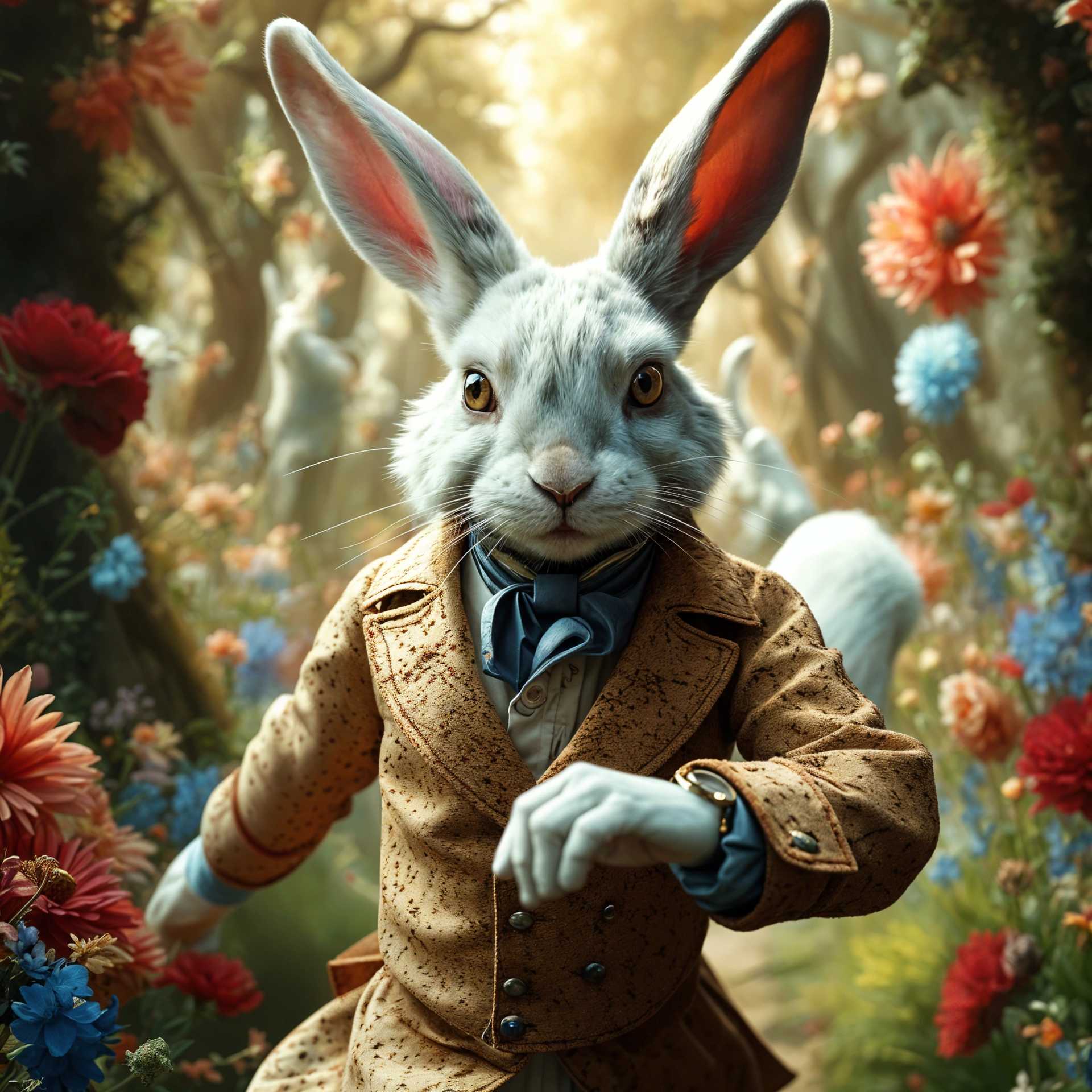 Whimsical Rabbit in a Victorian Forest