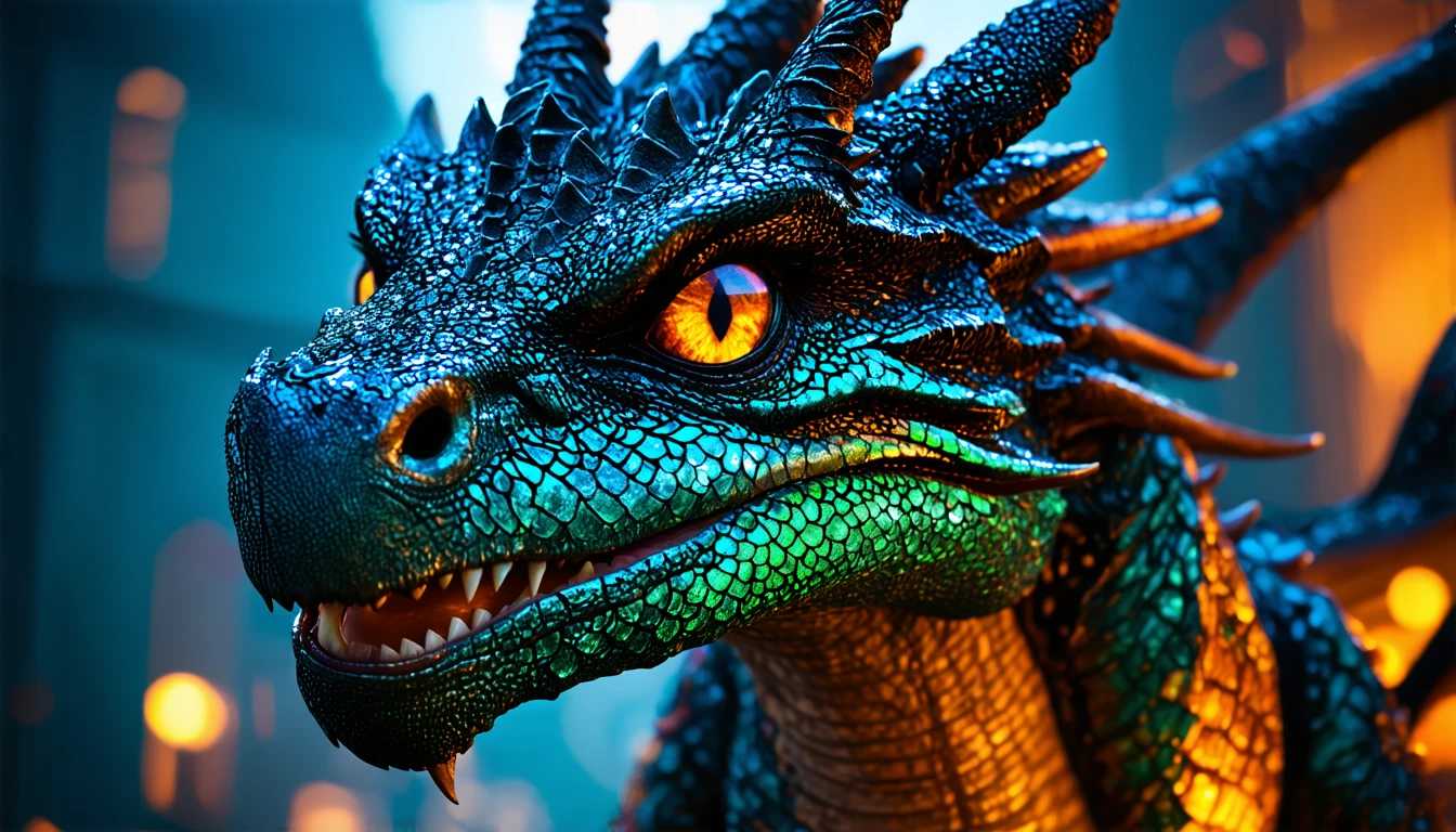 A beautiful portrait photograph of a dragon with diamond and gemstone scales, opal eyes, cinematic, gem, diamond, crystal, fantasy art, hyperdetailed photograph, shiny scales, 8k resolution