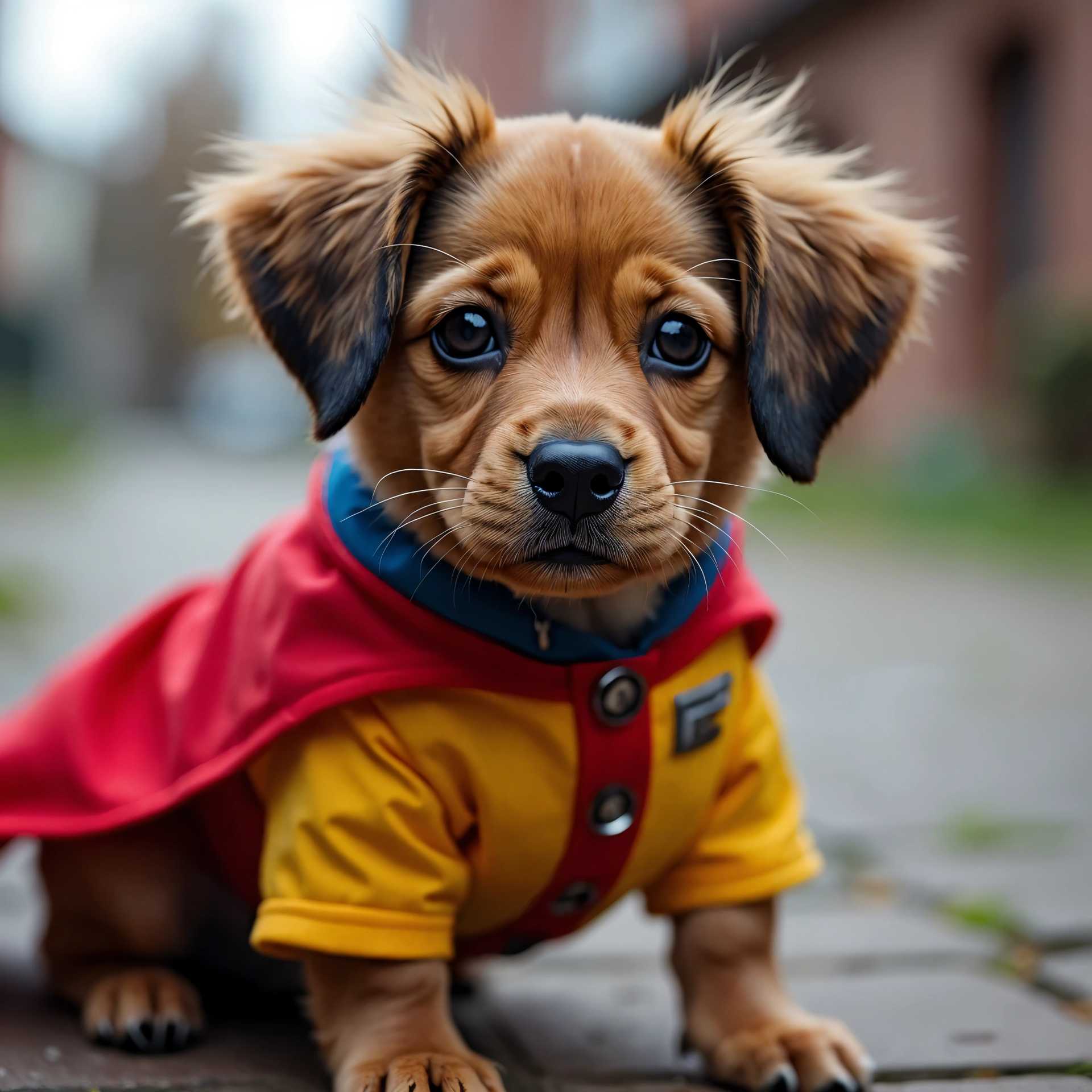 Adorable Puppy dressed as a Superhero