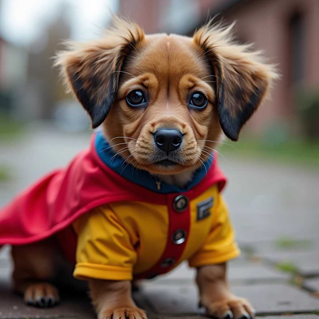 Adorable Puppy dressed as a Superhero
