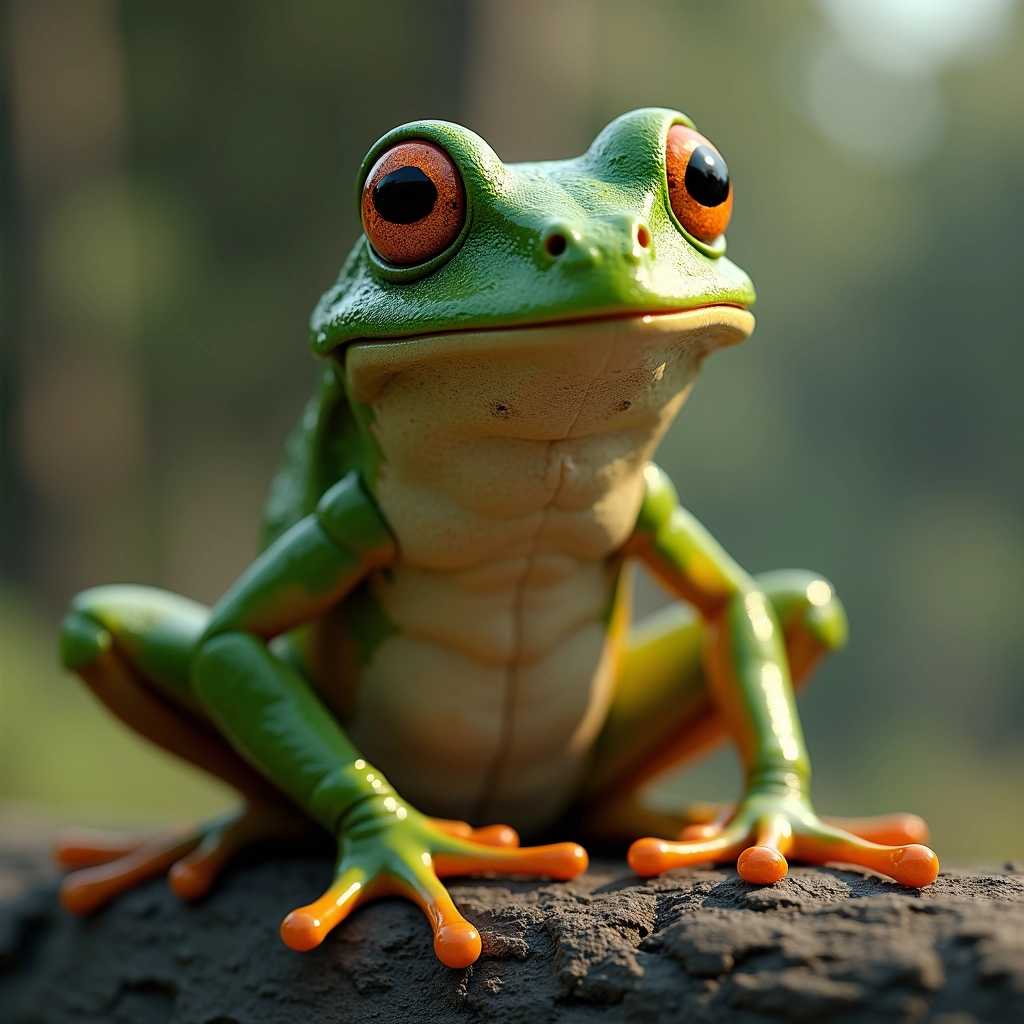 une grenouille en 3D, style rendu vray