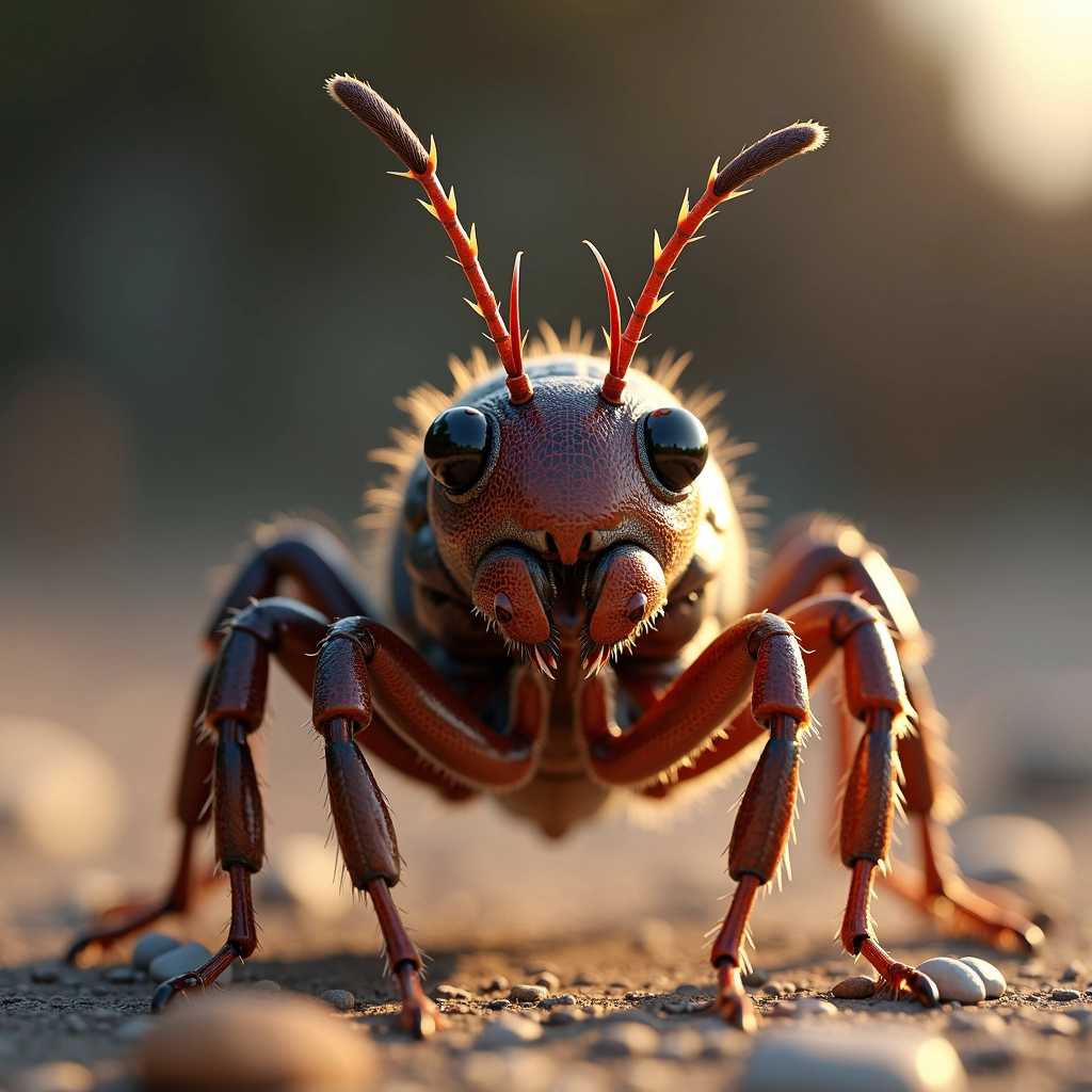 Une fourmi en 3D, style rendu vray