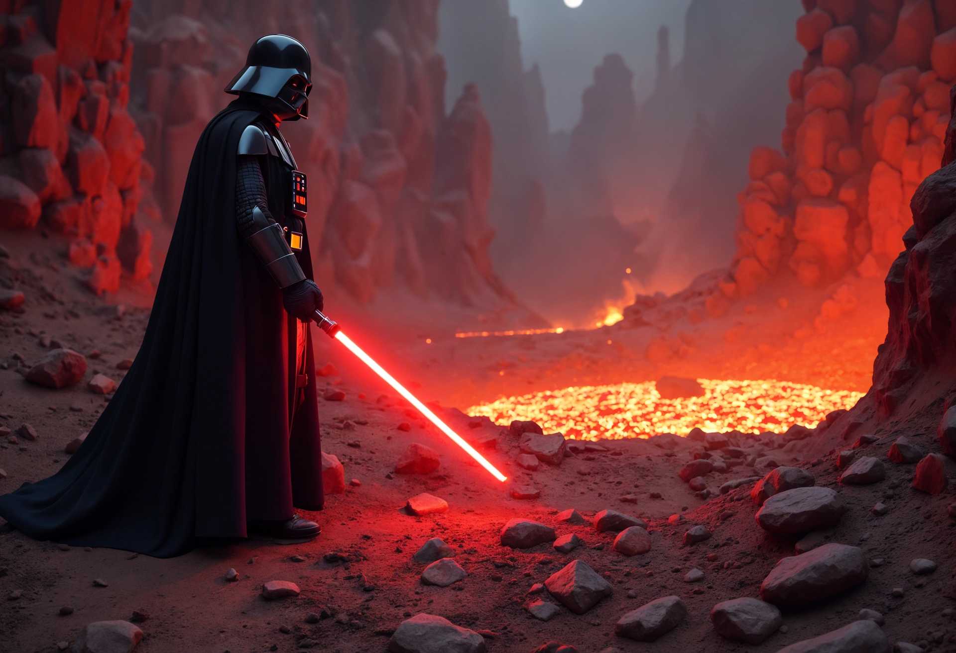 Star Wars Darth Vader in a Volcanic Landscape