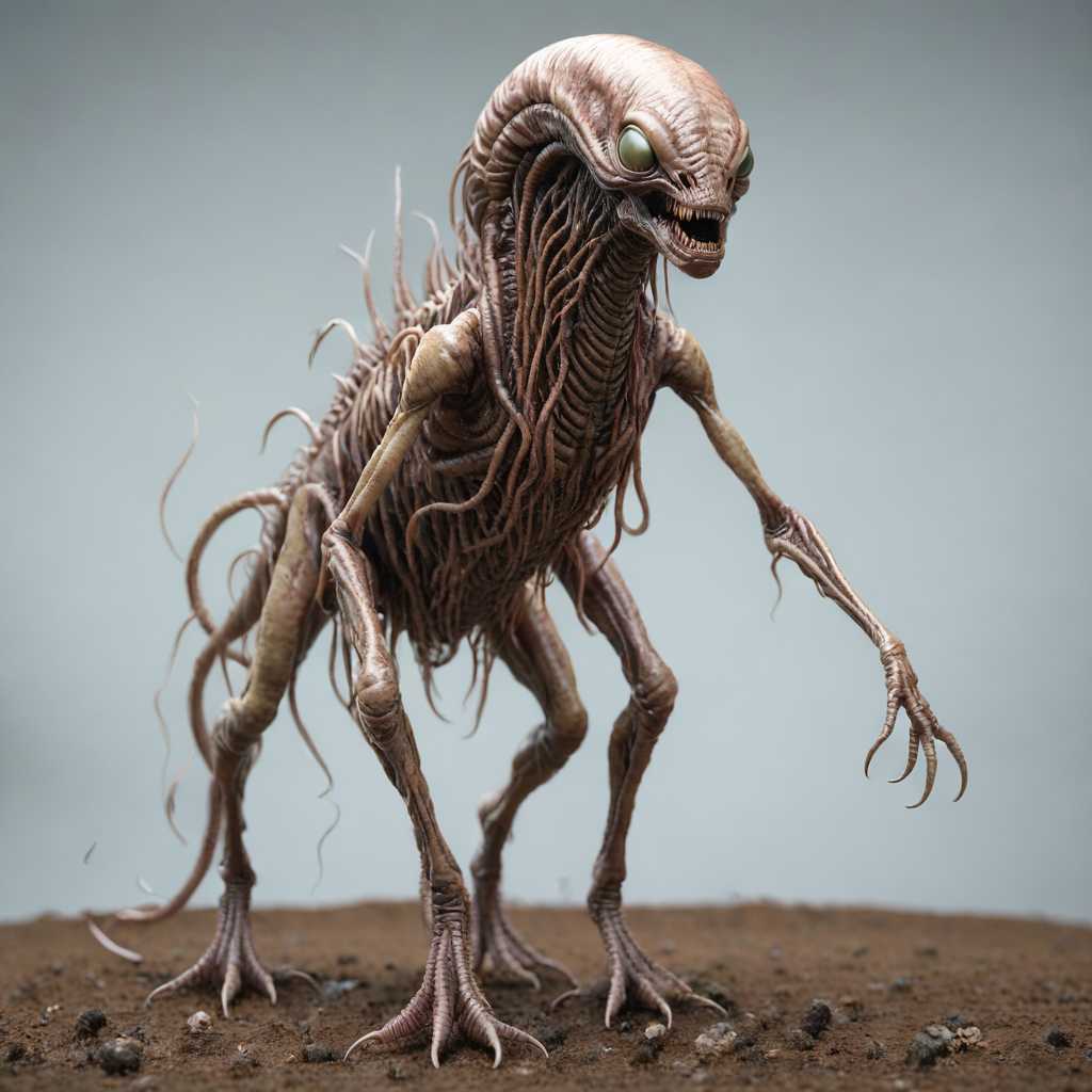 a alien monter,worms of terror,long worms,decay,rotten,full body,horror vibe,