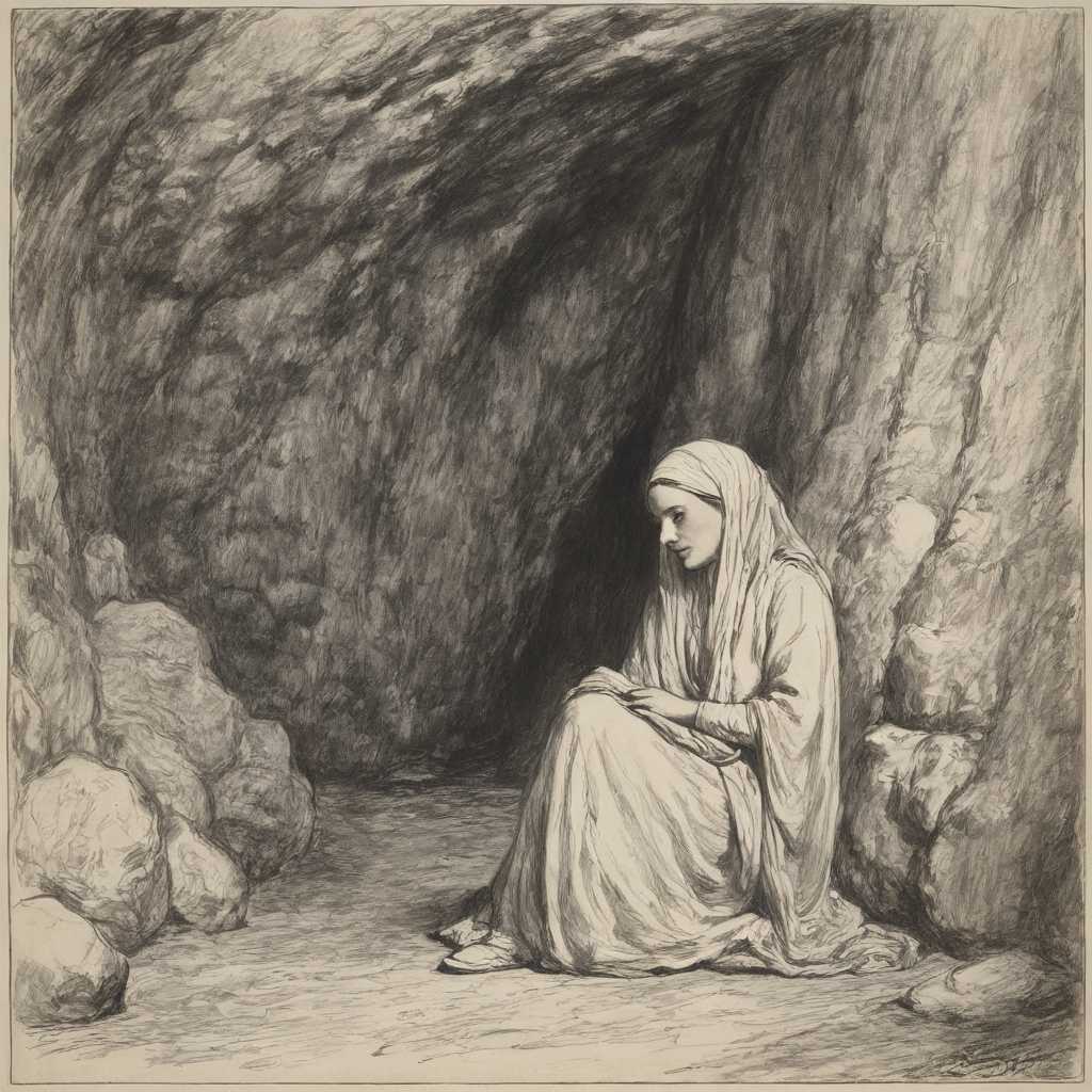a women in a cavern,blood bath