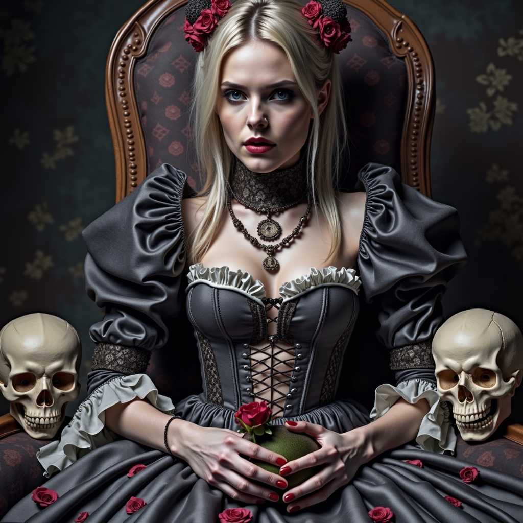 Regal Elegance A Gothic Queen with a Rosy Touch
