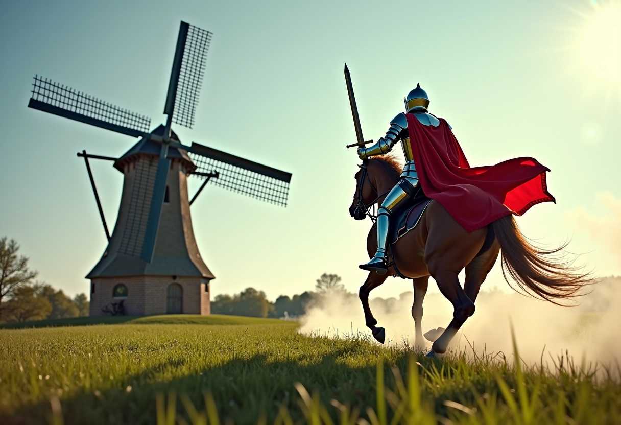The Charging Knight and the Windmill