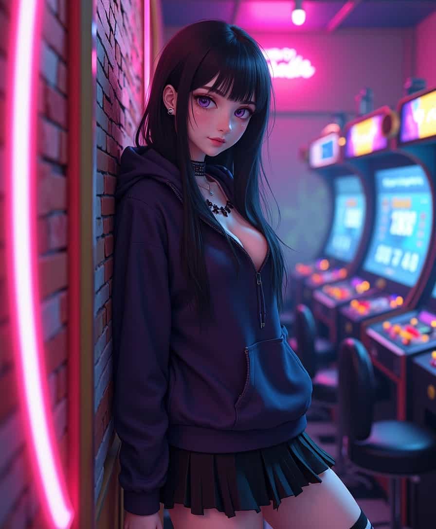 Neon-Lit Arcade: A Glimpse into the Digital Nightlife