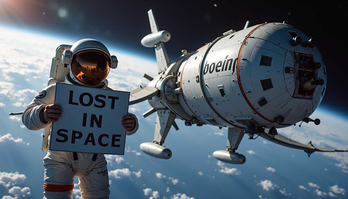 Stranded Astronaut with Boeing Spacecraft in the Background