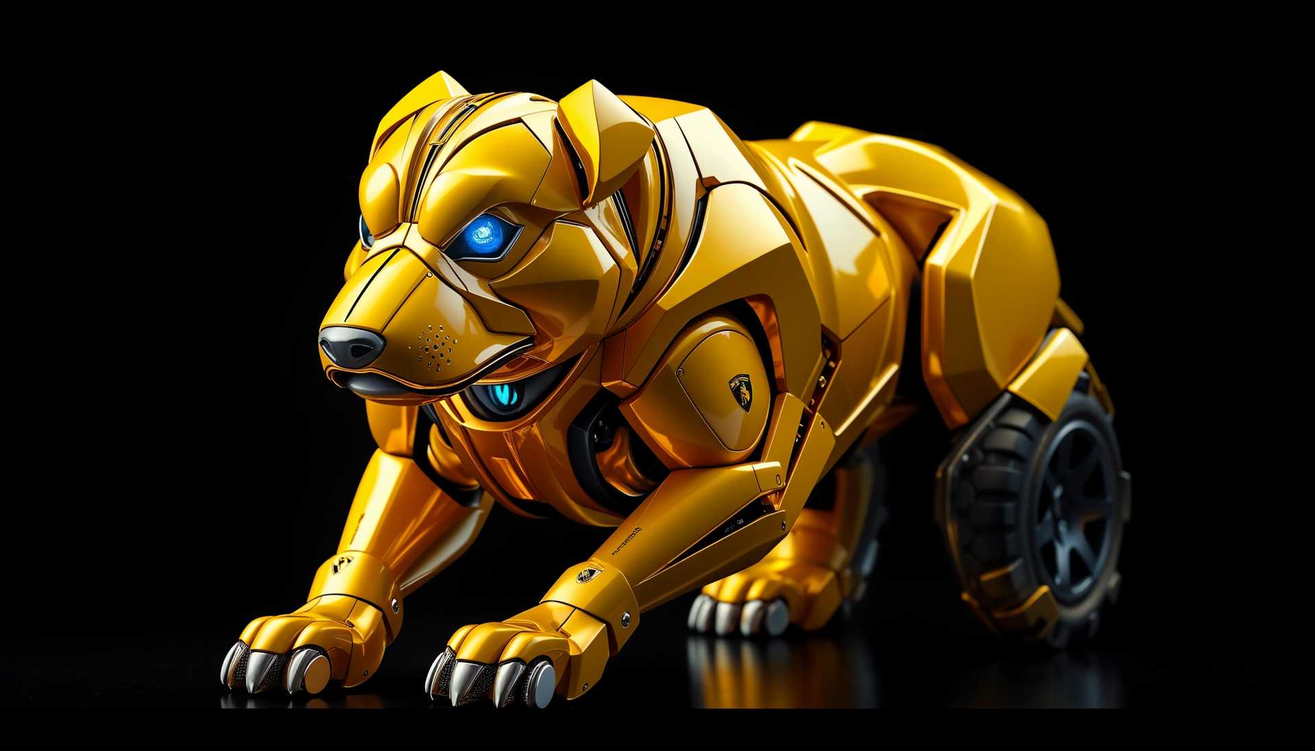 Golden Robot Dog with Blue Eyes: A Marvel of Engineering