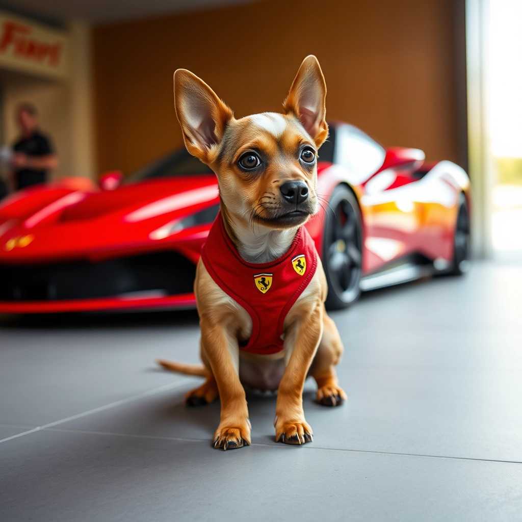 a photo of a ferrari dog