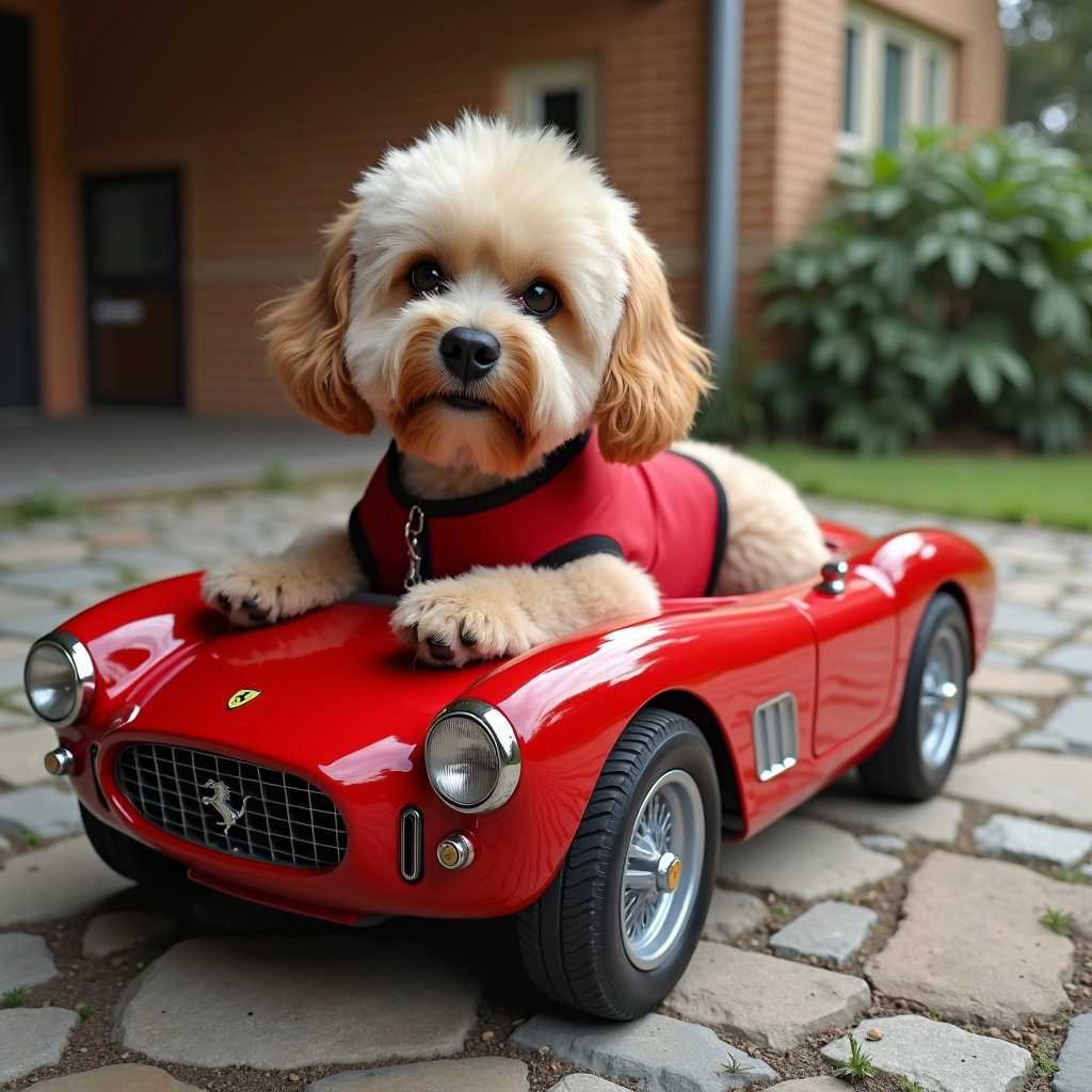 a photo of a ferrari dog