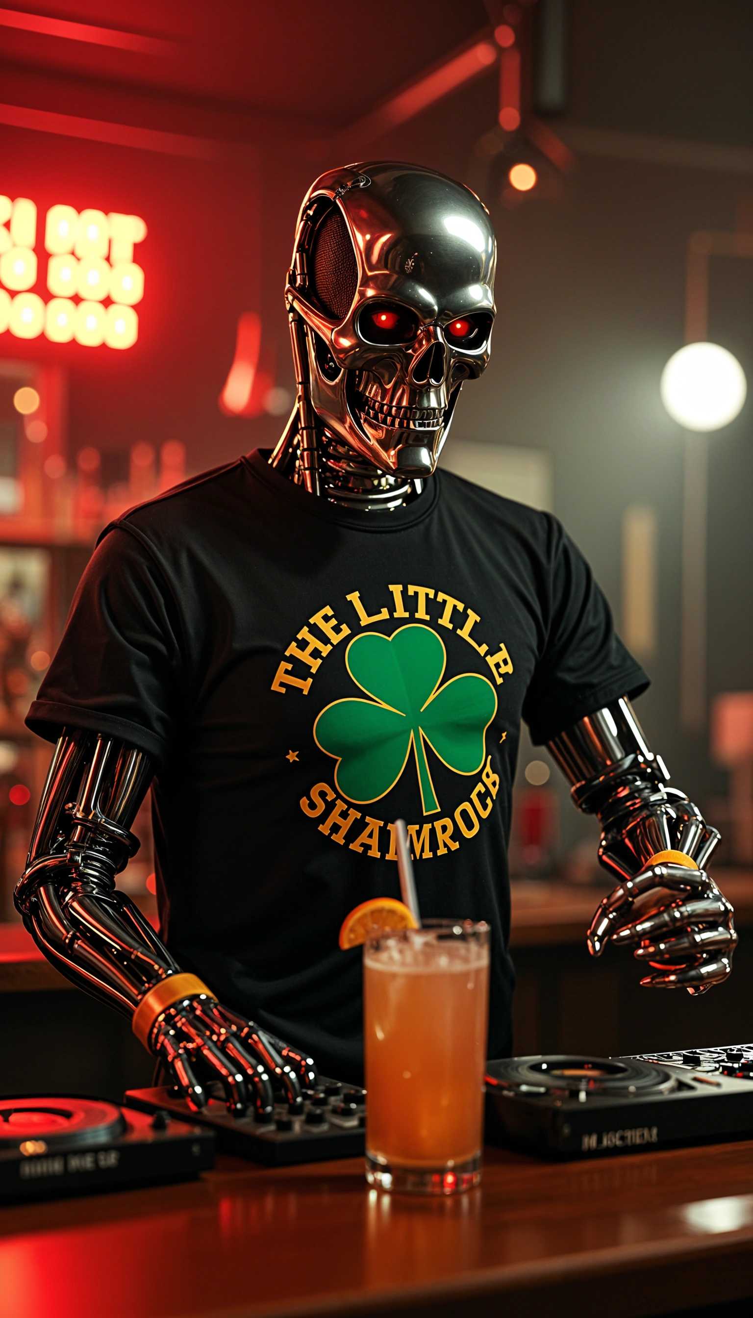 Robotic Disc Jockey at 'The Little Shamrock' Bar