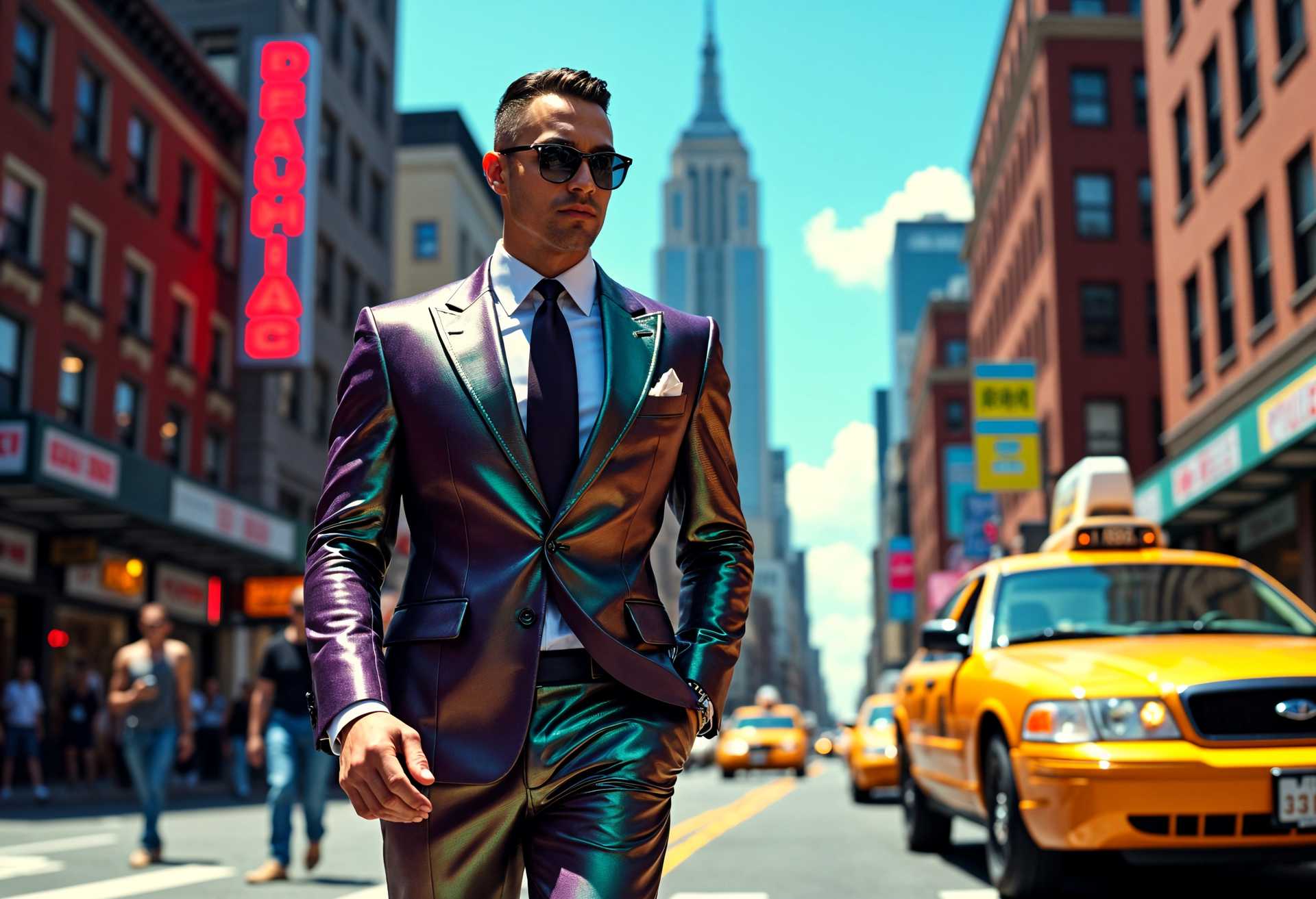 Urban Elegance: The Man in the Holographic Suit