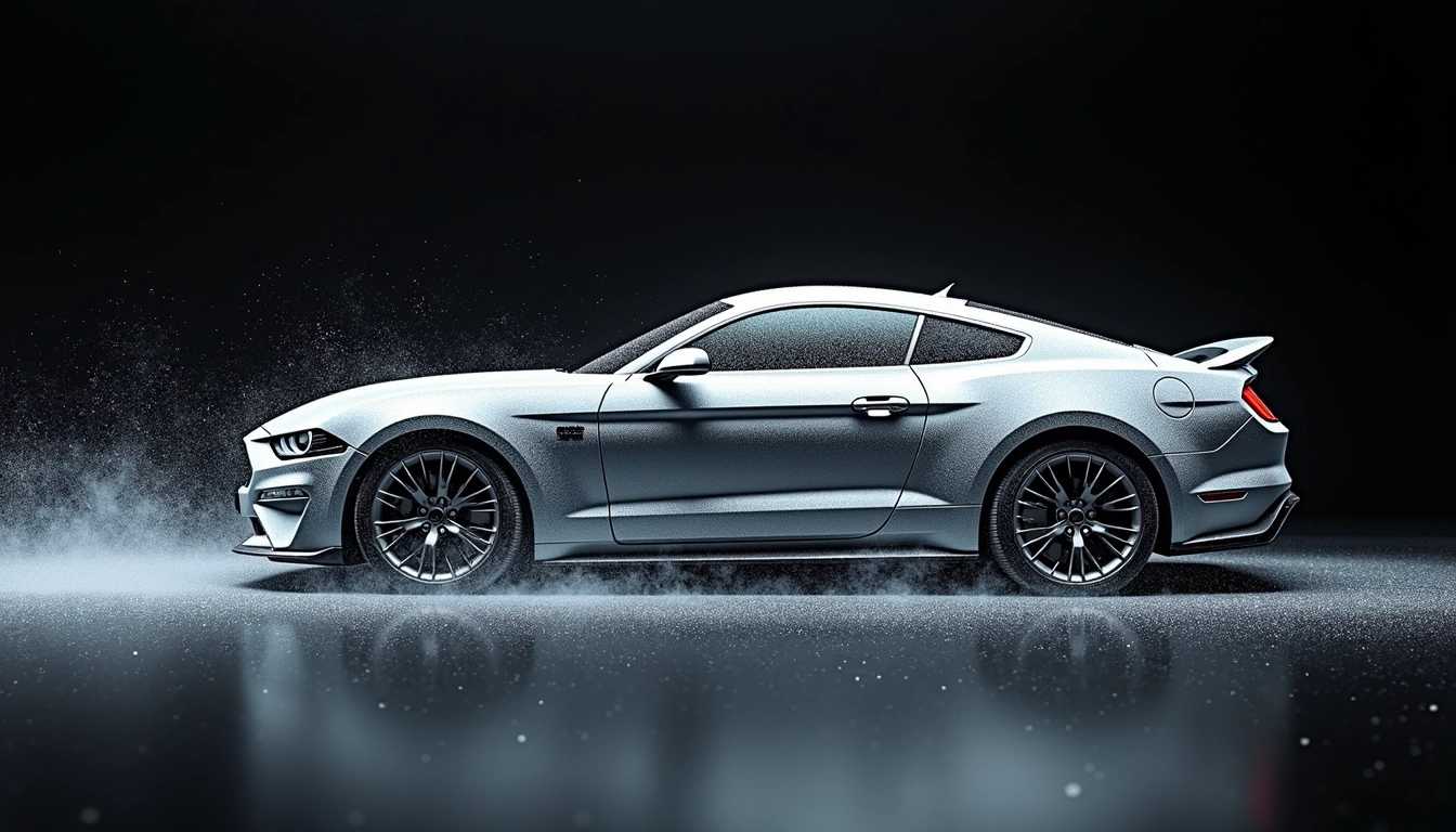a car made of silver dust particles