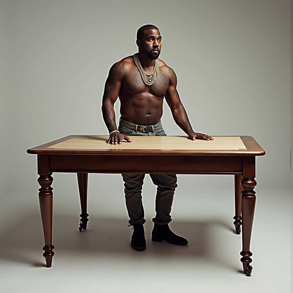 Kanye west with a body made out of a table
