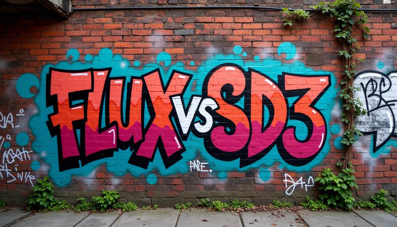 Vibrant Graffiti Art FLUX vs SD3 on a Brick Wall