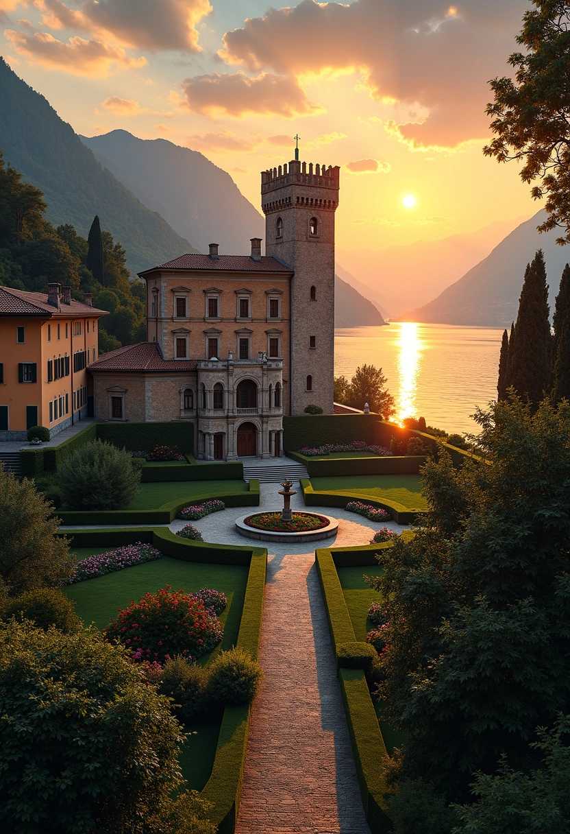 Sunset Elegance A Renaissance Castle by the Italian Lake