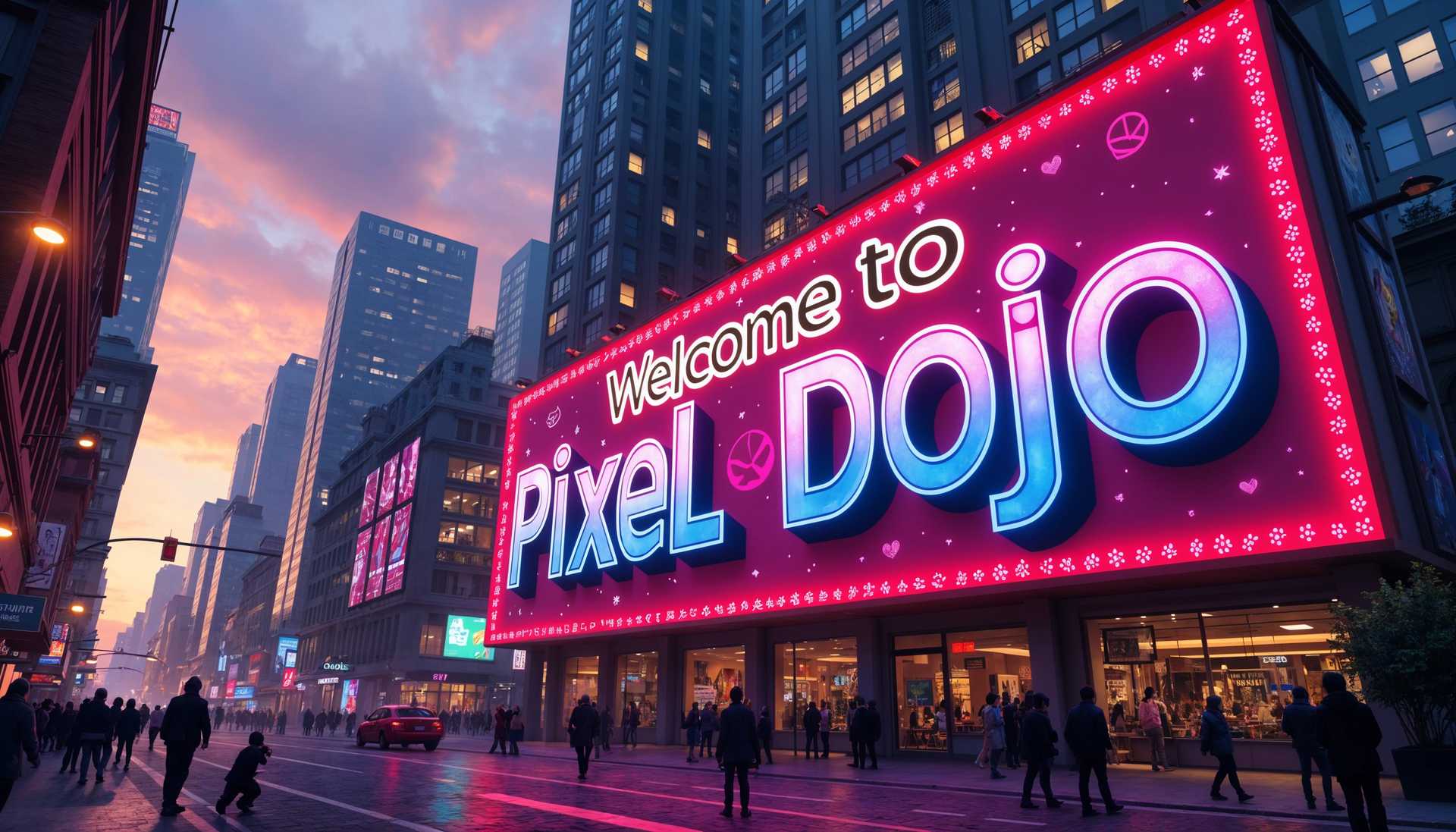 Welcome to Pixel Dojo: A Neon-Lit Oasis in the Heart of the City